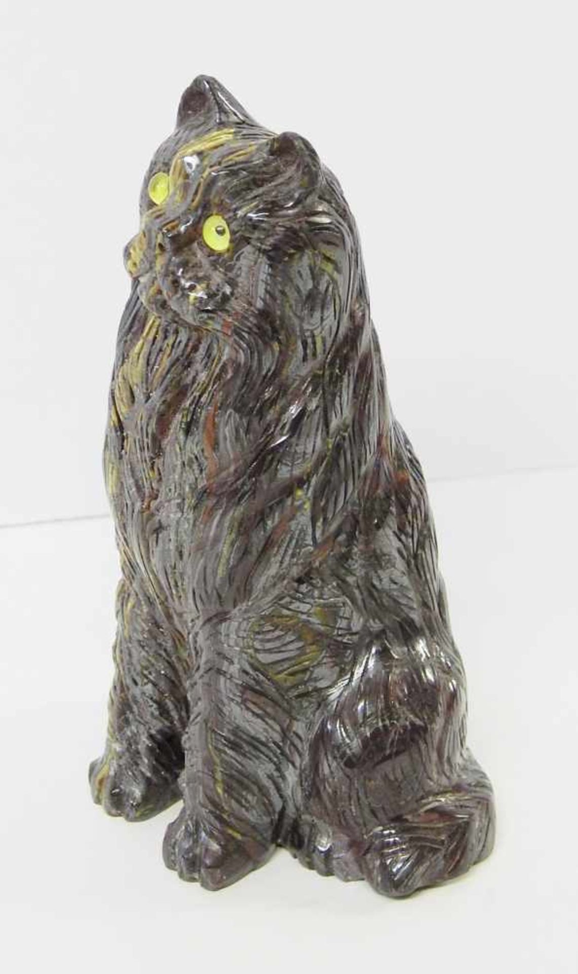 Skulptur kleine Raubkatze(Luchs), massiver Lapislazuli, ca.14x7cm(HxB), ca.1kg schwer, Idar- - Image 2 of 3