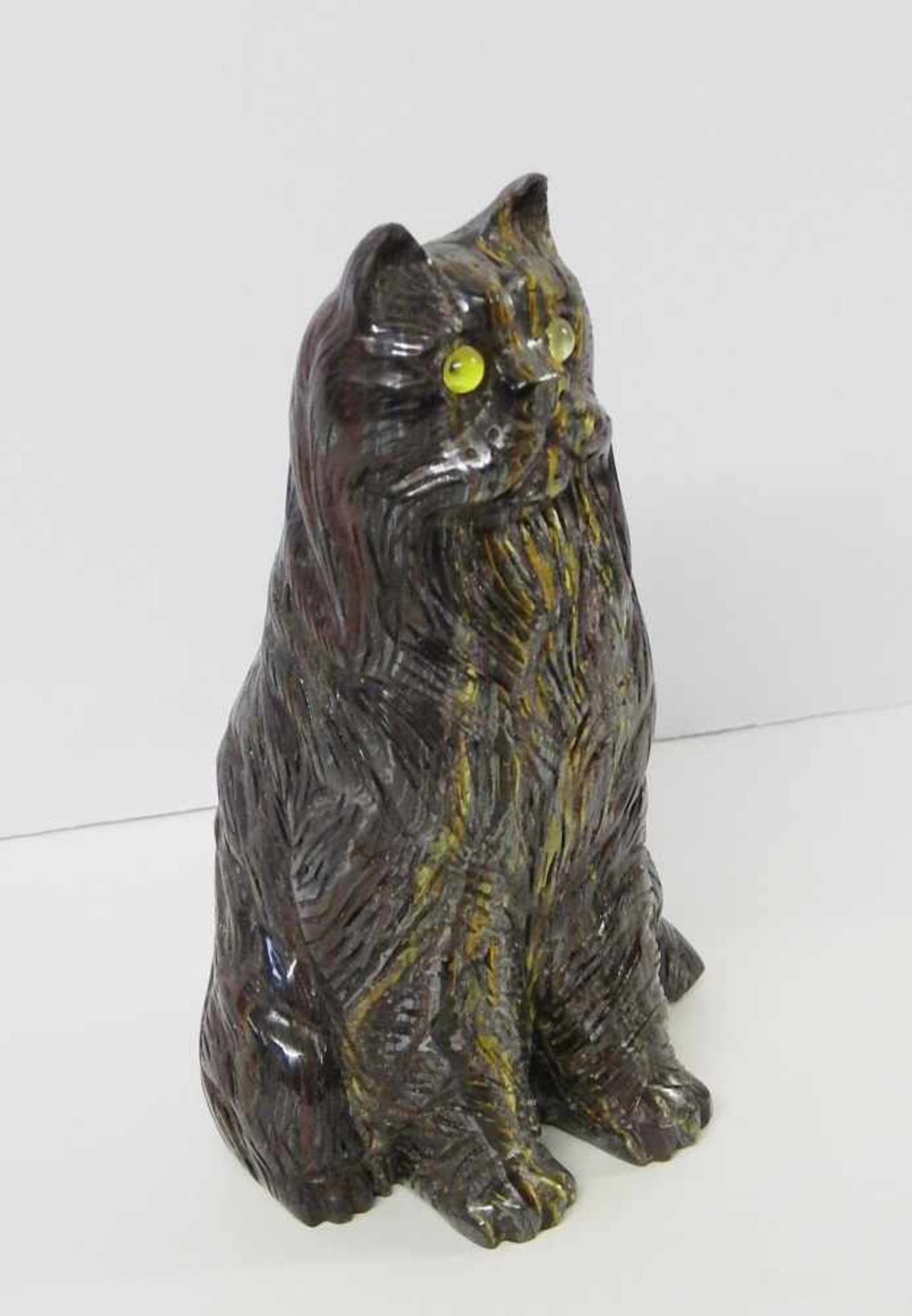 Skulptur kleine Raubkatze(Luchs), massiver Lapislazuli, ca.14x7cm(HxB), ca.1kg schwer, Idar-