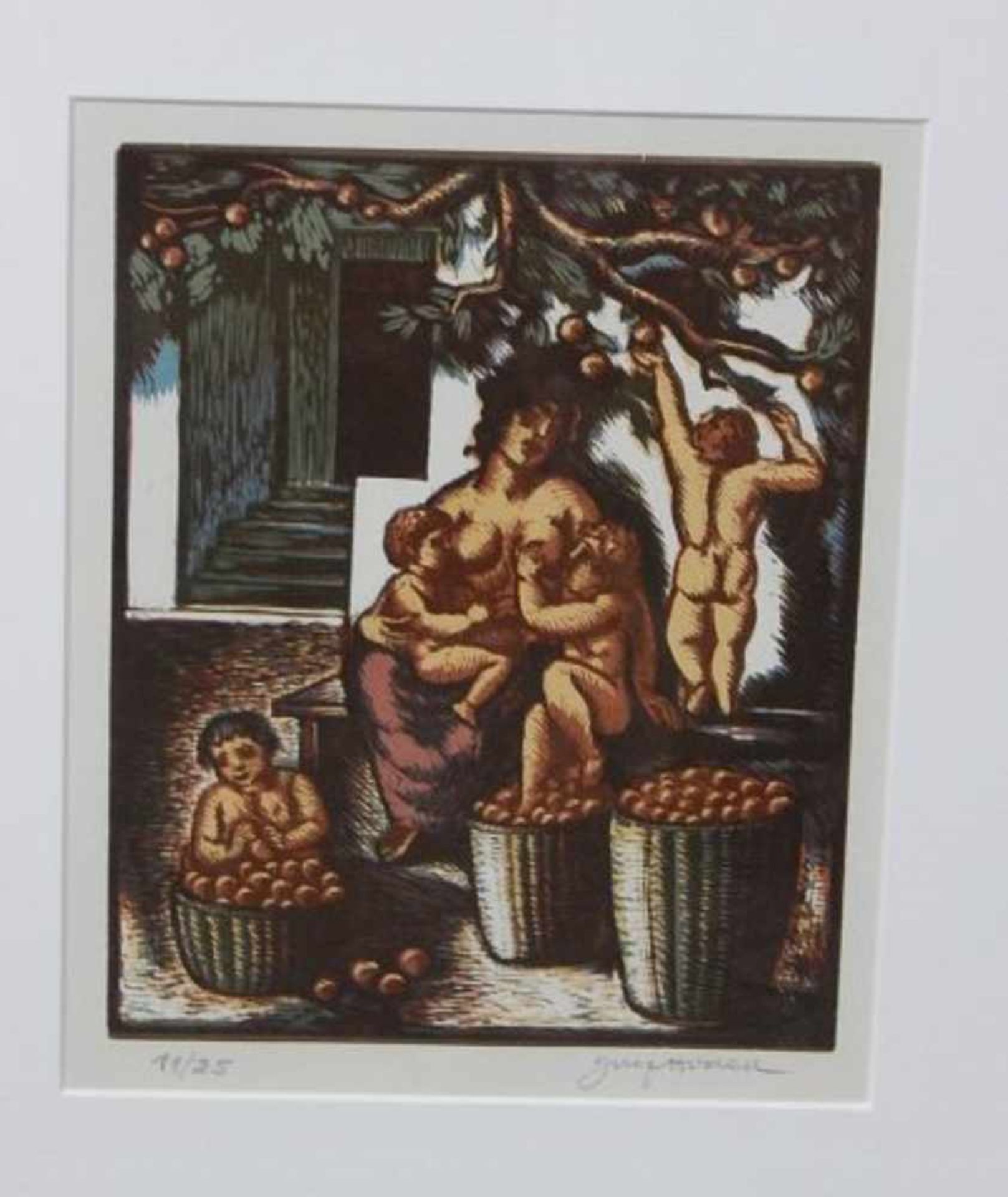 Josef Hodek(1888-1973)"Quellen des Frühlings", Original Farbholzschnitt, signiert, 11 von 25