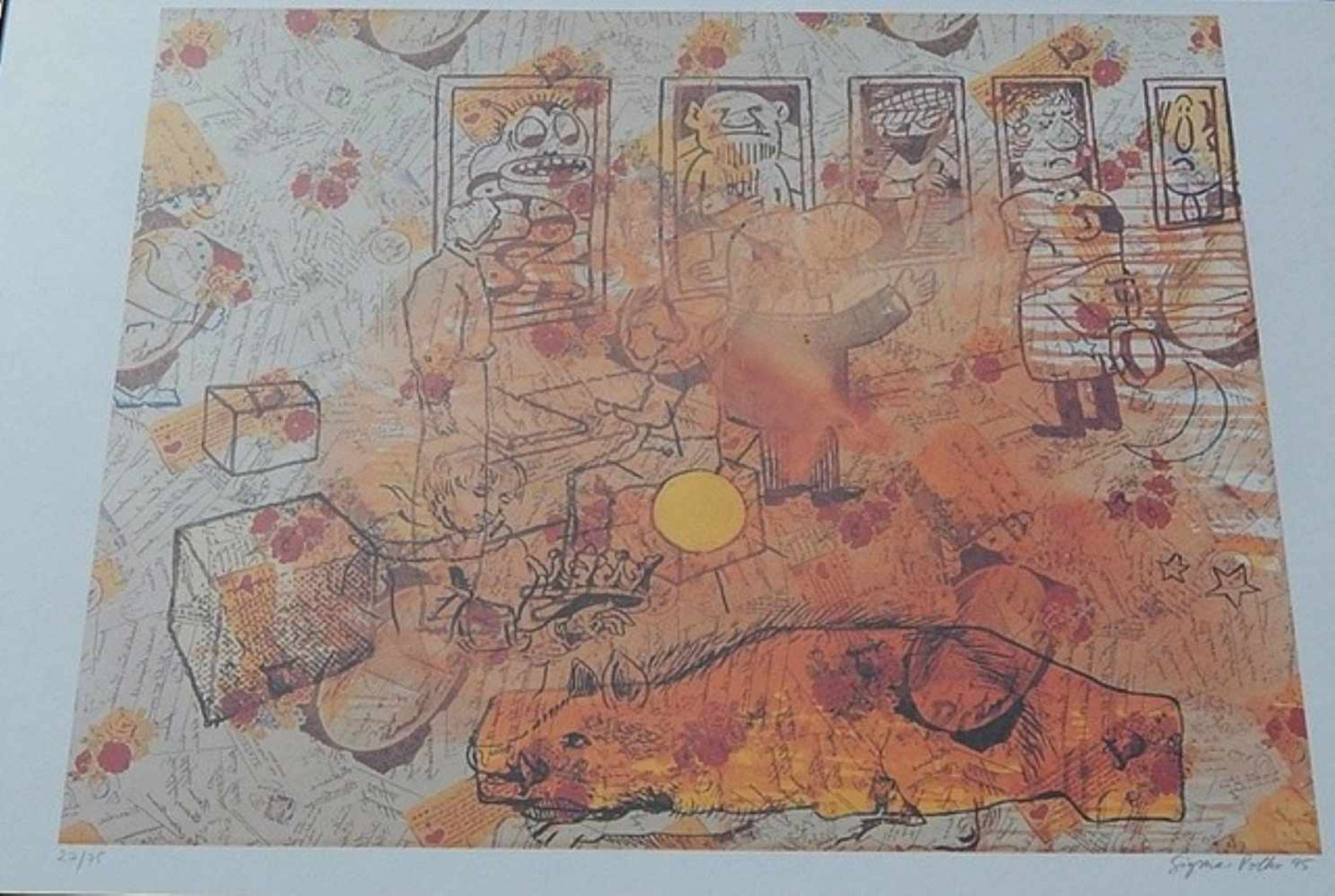 Sigmar Polke(1941-2010)"Ahnengalerie", Farblithographie, handsigniert und datiert''95, nummeriert