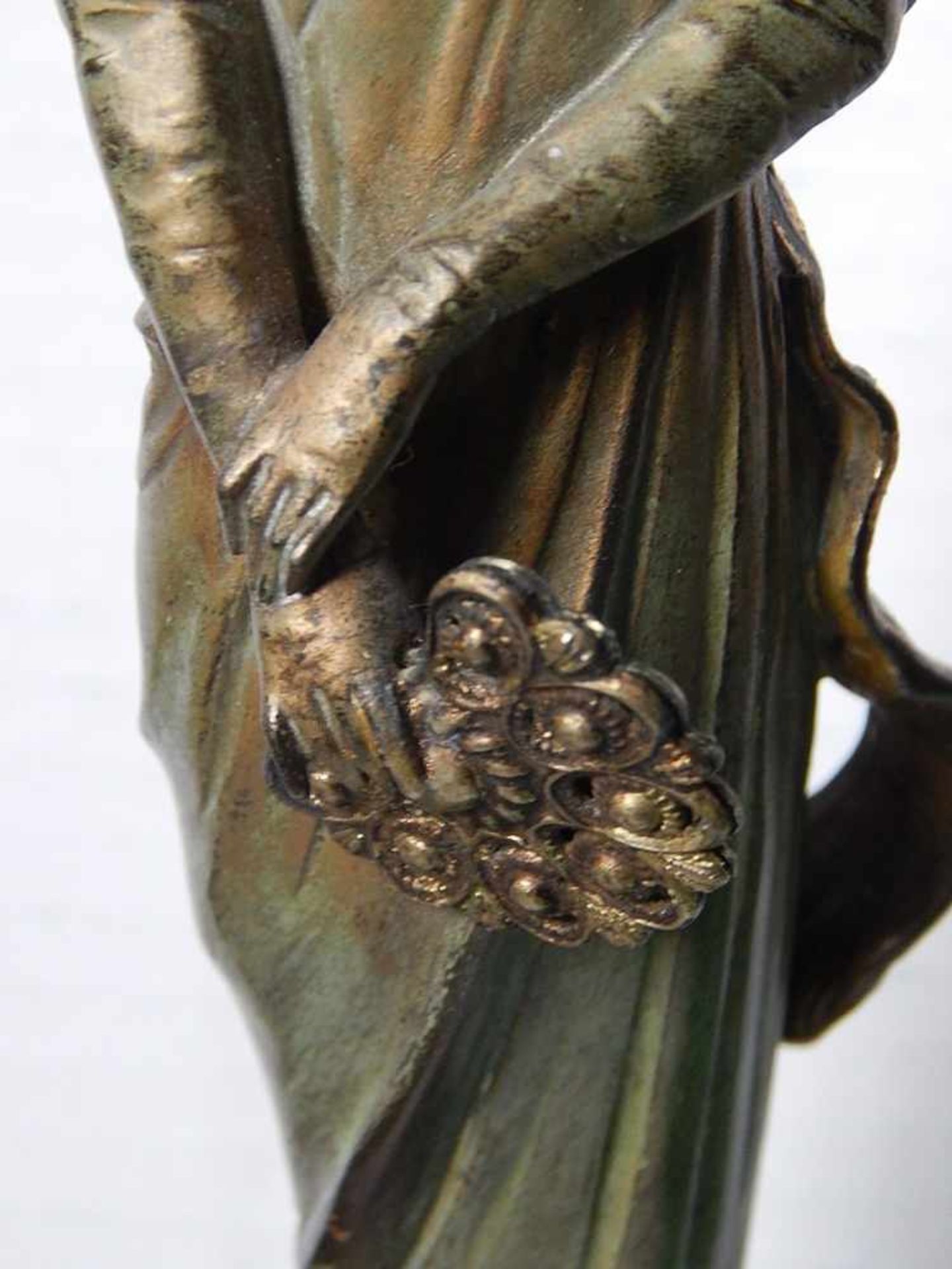 Lucie Charles E.Alliot(1877-1956), "Stehende mit Fächer und Schlange", Bronze auf Marmorsockel, - Image 3 of 5