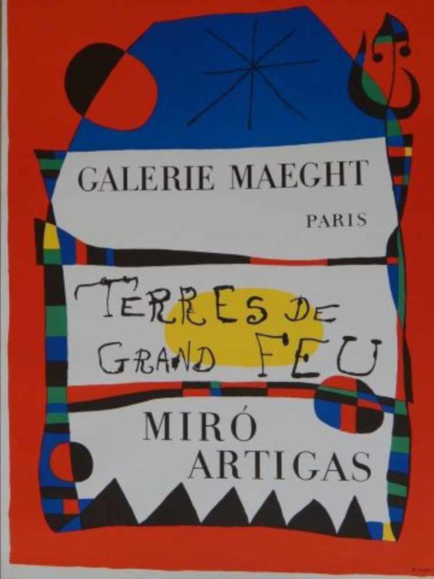 Joan Miro(1893-1983)Plakat "Terres de grand feu", Farblithographie, 1956, Auflage 500, ungerahmt,