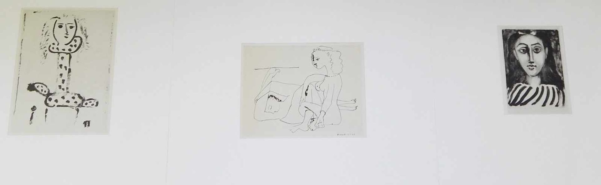 Pablo Picasso(1881-1973) Konvolut 3 Lithographien:"Femmes au Fauteuil", "Tete de jeune femme" und "