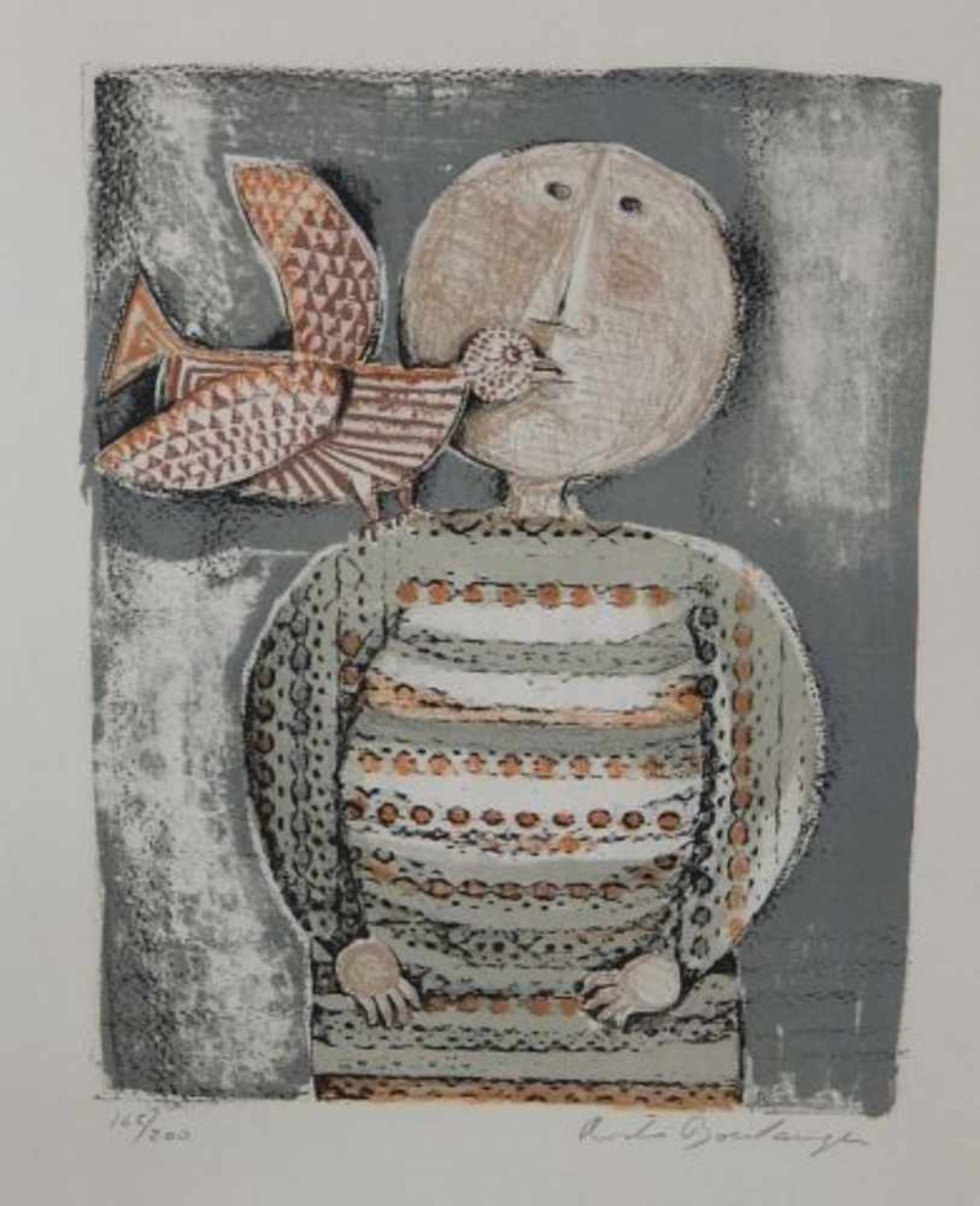 Gracila Rodo Boulanger(1935-)"Kind mit Vogel", Farblithographien, handsigniert und nummeriert 165/