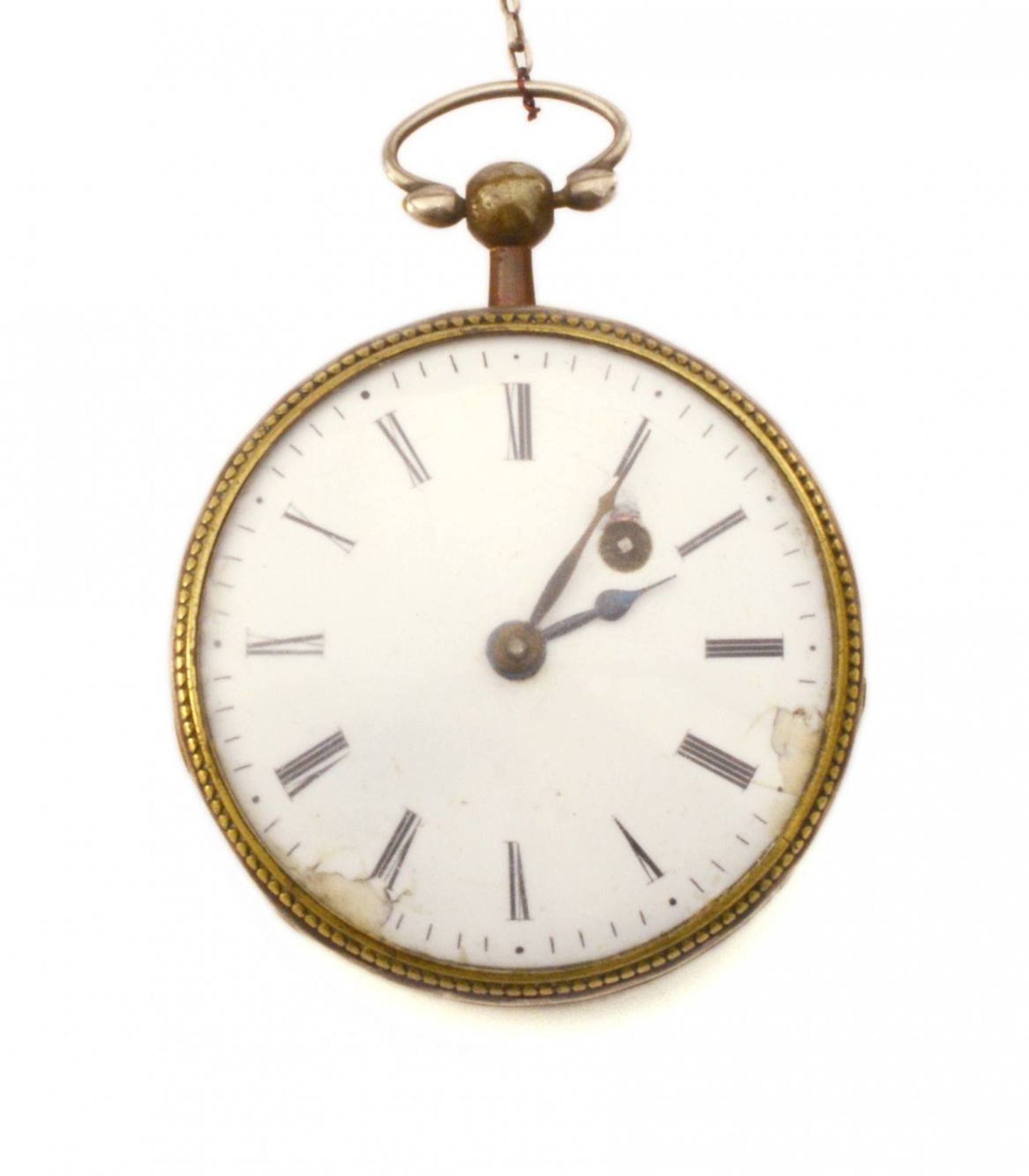 TASCHENUHRWohl Schweizvor 18001-Mantel Herrentaschenuhr, Weißmetallgehäuse und vergoldete Reifen mit - Bild 2 aus 2