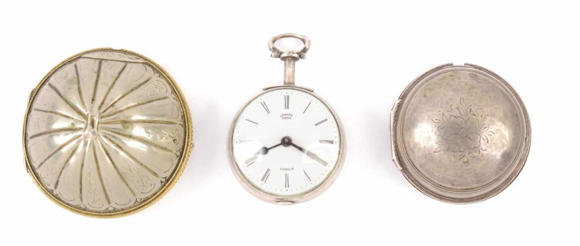 SILBERNE TASCHENUHR MIT ZWEI ÜBERGEHÄUSENEngland, London, Edward Prior1847Silberne Taschenuhr mit - Bild 9 aus 9