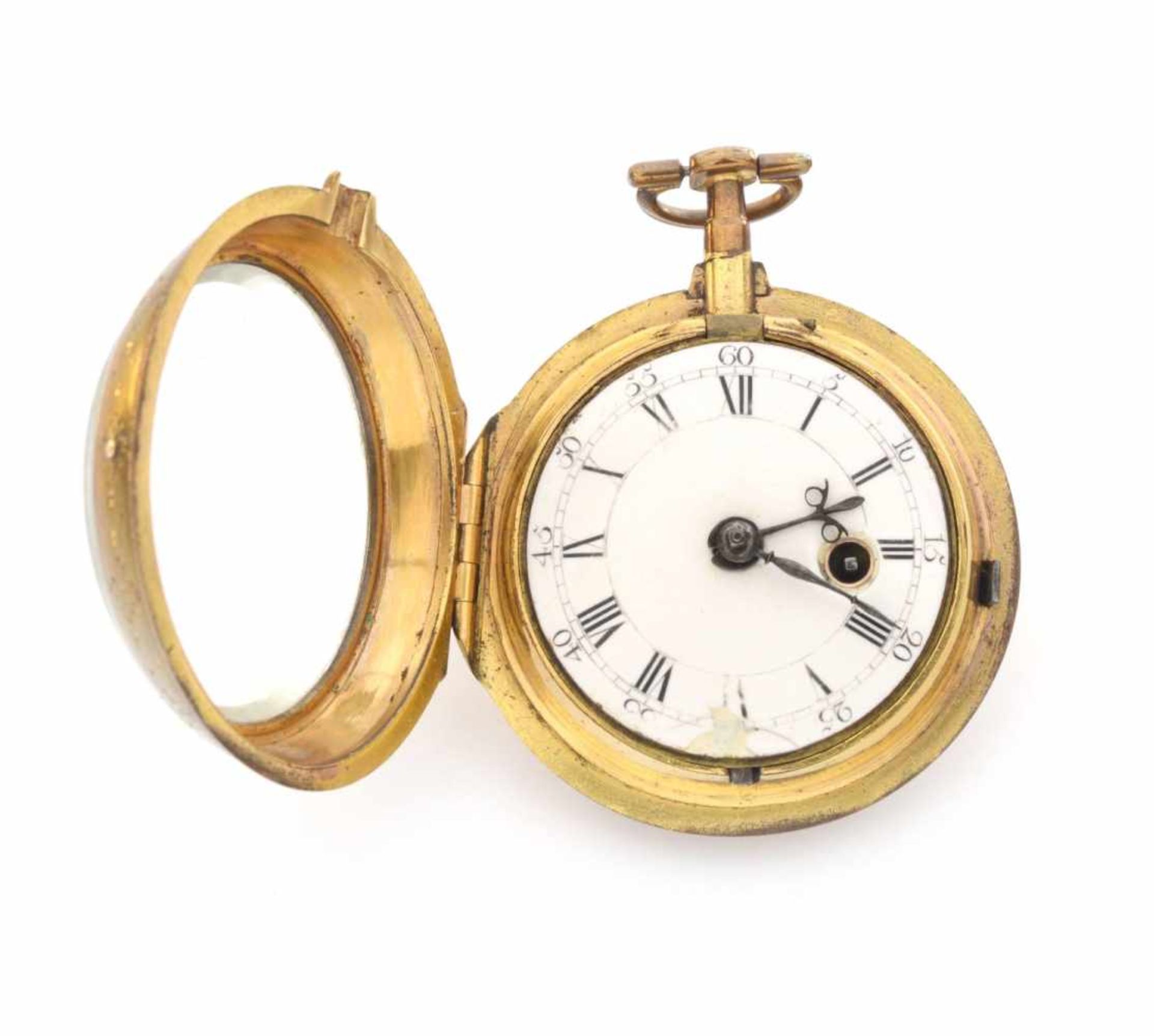 TASCHENUHREngland, London, John Berryum 1750Taschenuhr mit Gehäuse aus vergoldeter Bronze, am Umfang - Bild 2 aus 5