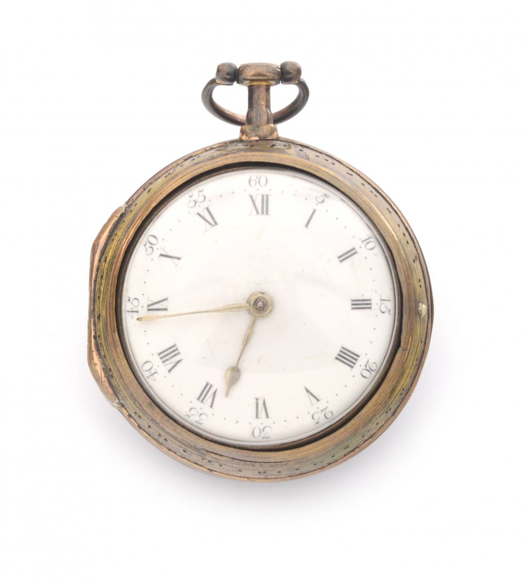 TASCHENUHR IM ÜBERGEHÄUSE MIT SCHILDPATTEngland, London, E. Norton1780sTaschenuhr mit Gelbmetall-