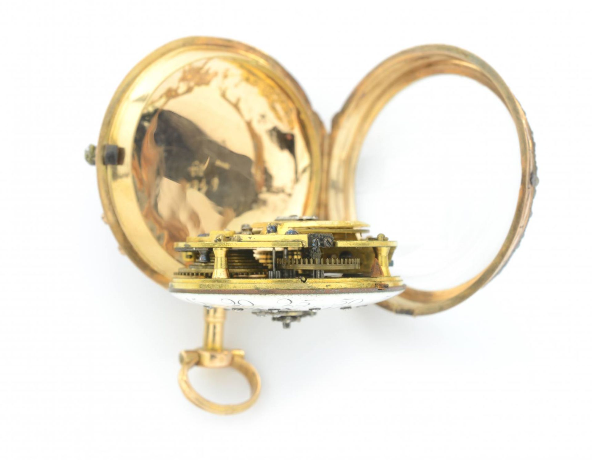 GOLDENE DAMENTASCHENUHRFrankreich, Paris, L`EpineEnde 18. Jh.Goldene Damentaschenuhr mit - Bild 4 aus 5