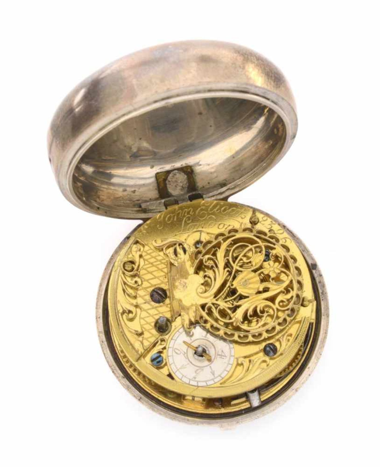 SILBERNE TASCHENUHREngland, London, John Elicot (1706–1772)1750s - 1760sTaschenuhr mit - Bild 3 aus 5