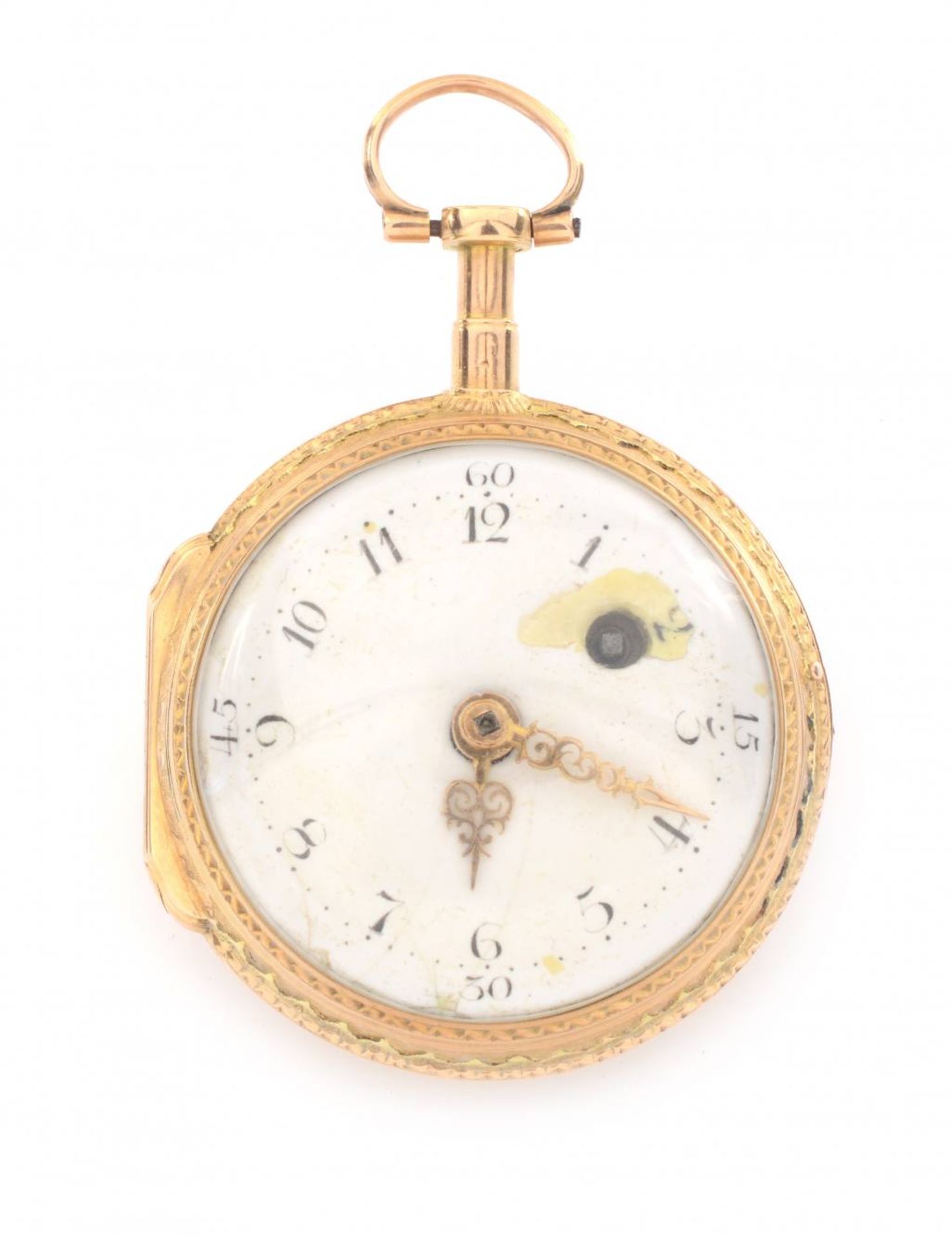 GOLDENE TASCHENUHRFrankreich, Paris, L`Epine1790sTaschenuhr mit Goldgehäuse, Rückseite mit - Bild 5 aus 5