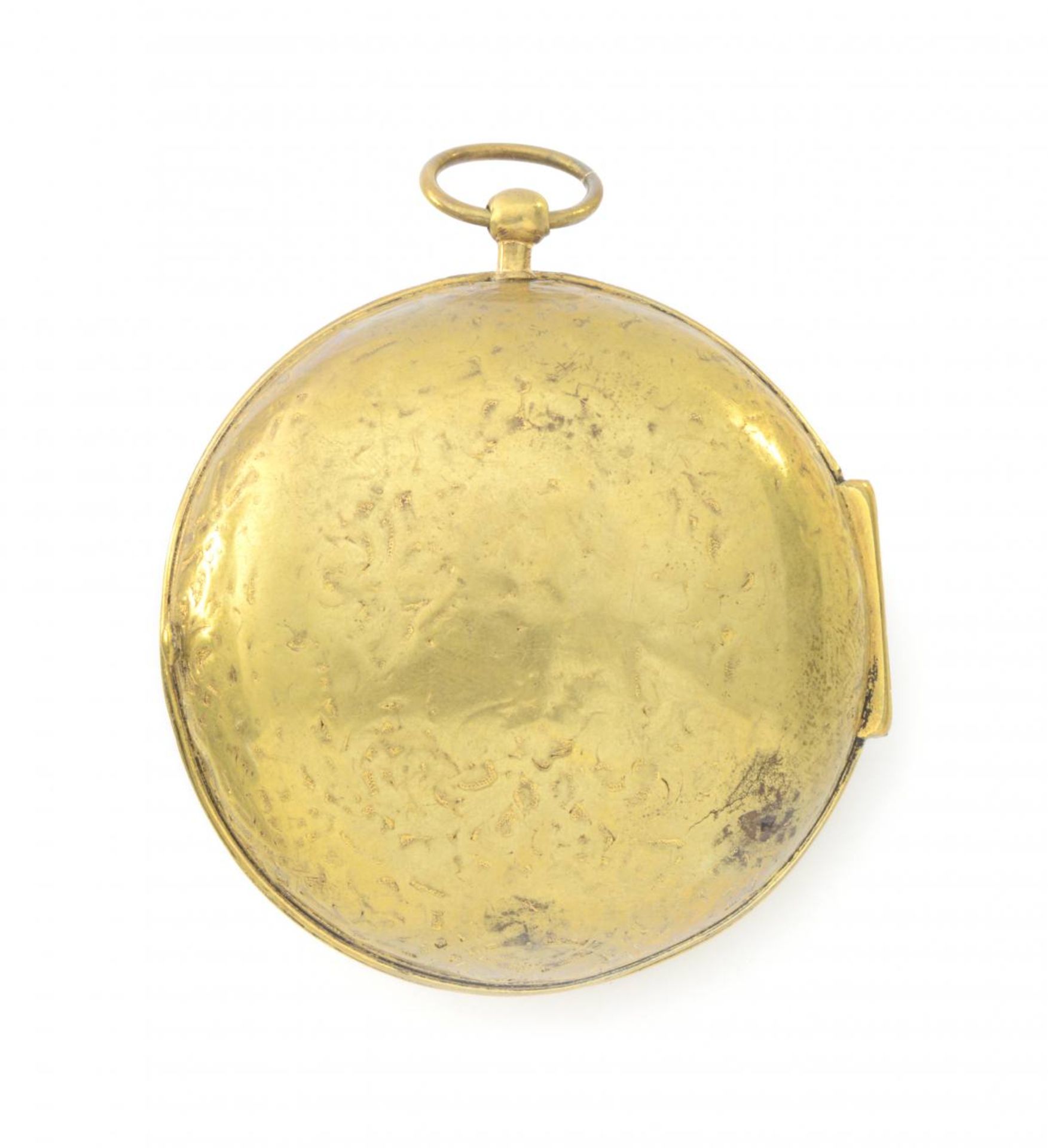TASCHENUHR (ZWIEBEL)FrankreichEnde 17. Jh.Taschenuhr mit Gehäuse aus vergoldeter Bronze mit feinem - Bild 7 aus 7