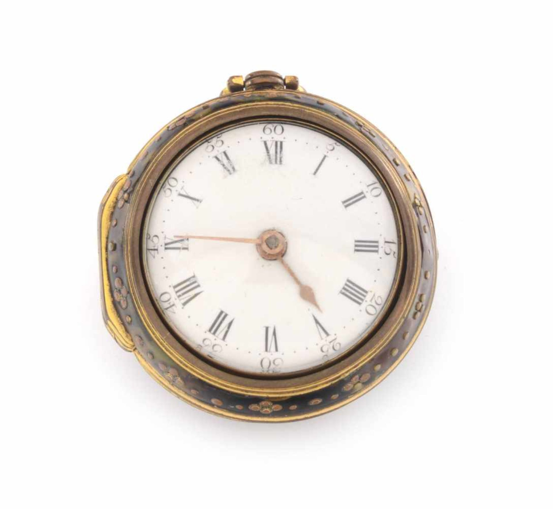 TASCHENUHR MIT ÜBERGEHÄUSEEngland, London, M. Secker1770s - 1780sTaschenuhr mit Gehäuse aus