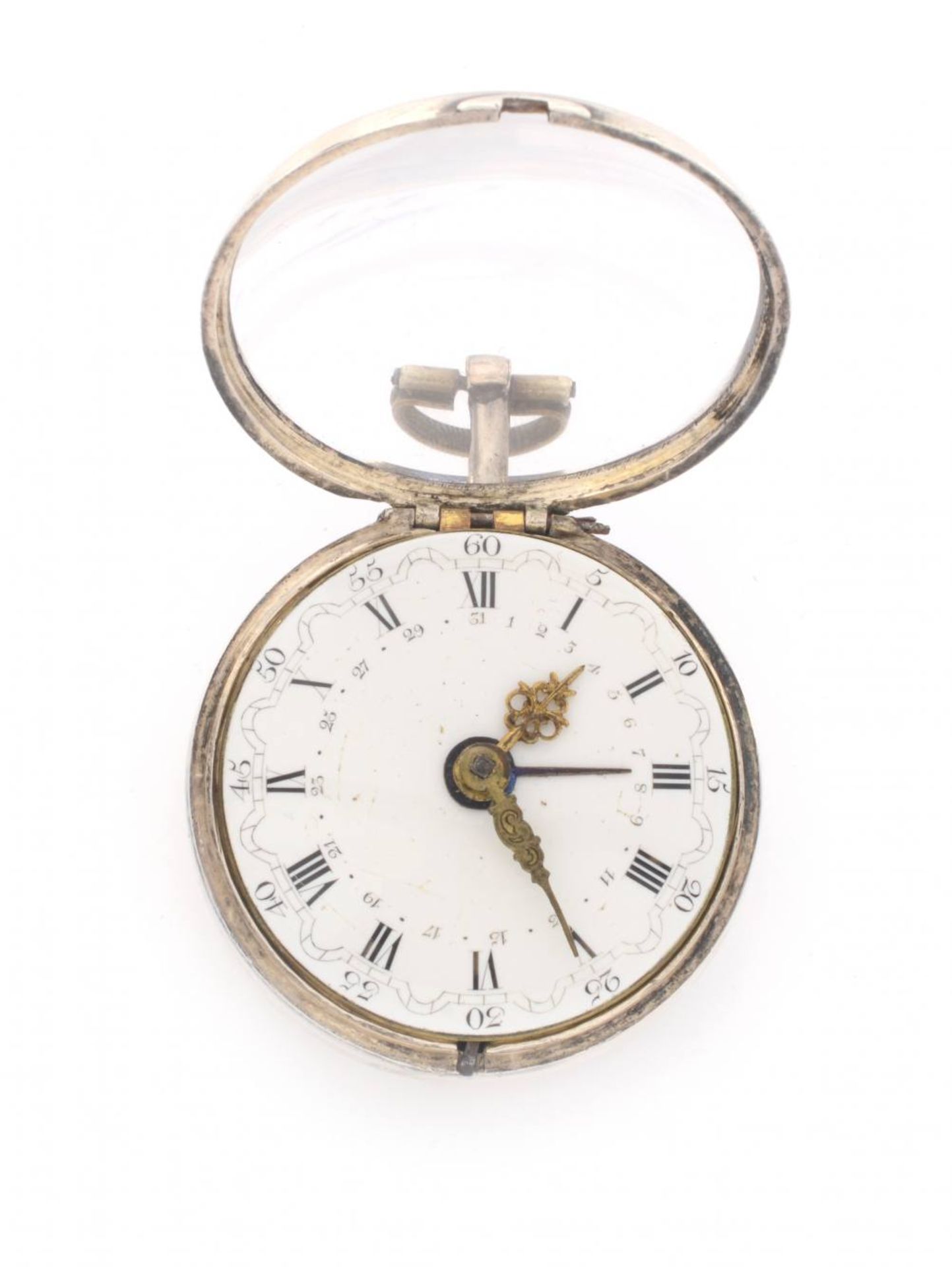 SILBERNE TASCHENUHR MIT DATUM UND ÜBERGEHÄUSEEngland, London, Samson1770sSilberne Taschenuhr mit - Bild 3 aus 6