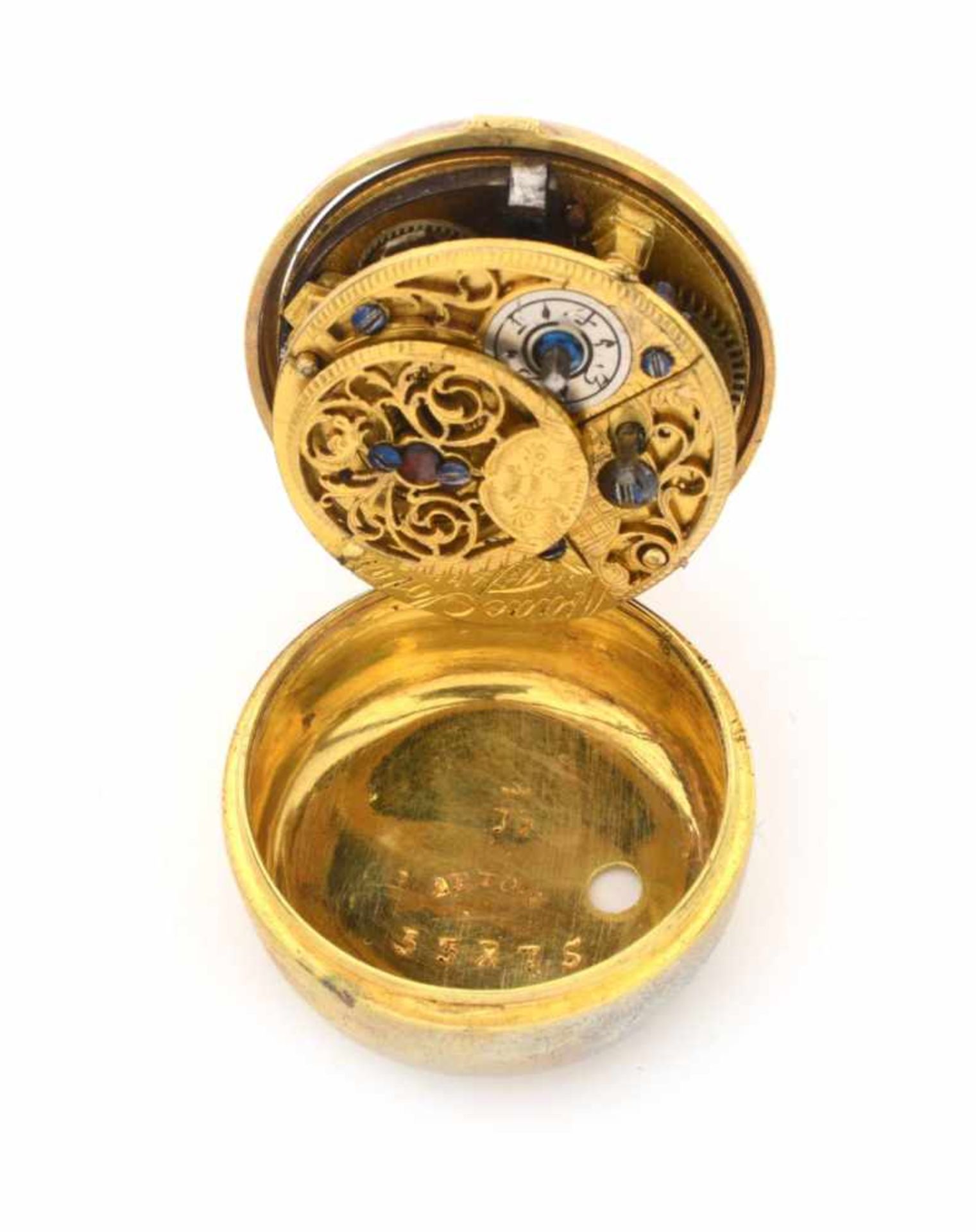 DAMENTASCHENUHR IM ÜBERGEHÄUSE MIT MINIATURSchweiz, Genf, Isaac Soret & Fils1770sDamen-Taschenuhr - Bild 3 aus 5