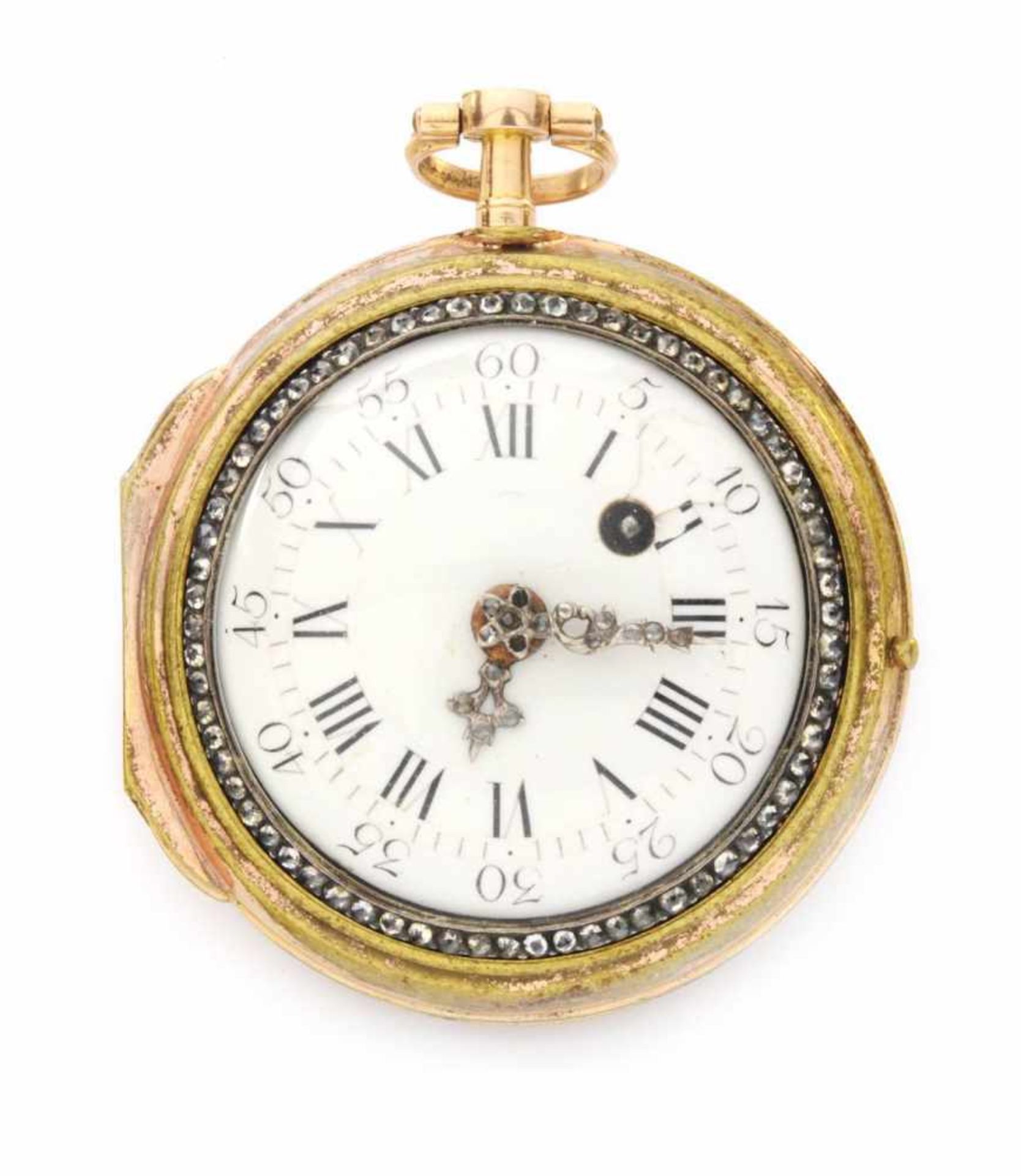 GOLDENE TASCHENUHR MIT EMAILLE UND ÜBERGEHÄUSEFrankreich, Paris, Vauché (Vauchez)letzte Drittel - Bild 5 aus 6