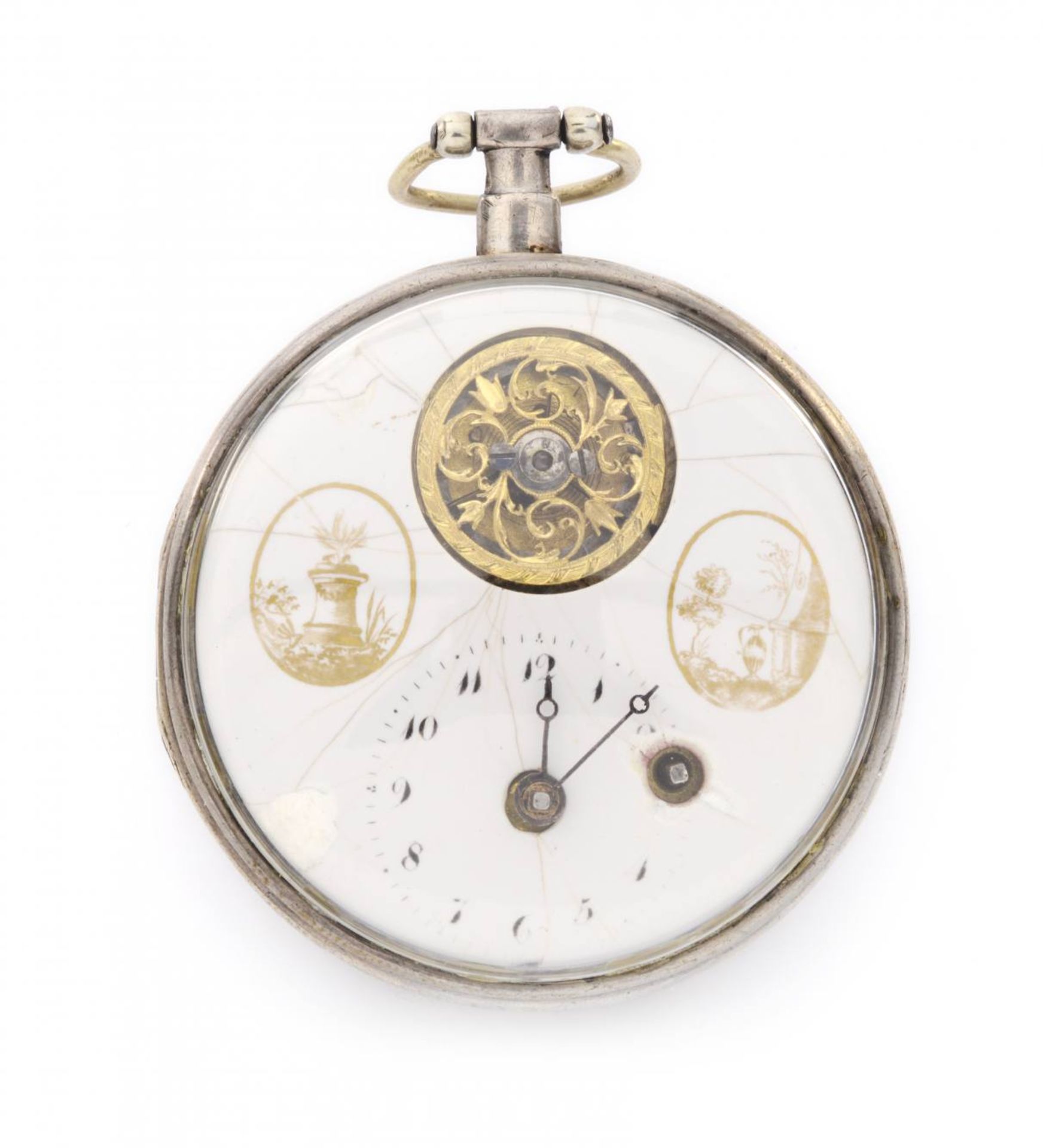 POCKET WATCH WITH BALANCING WHEEL IN THE DIAL