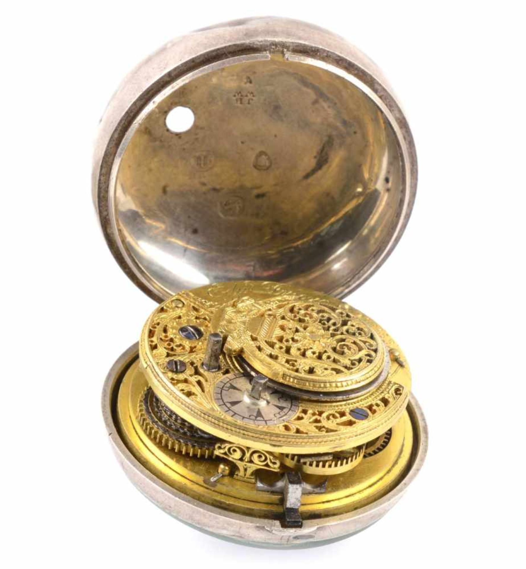 SILVER POCKET WATCH IN TWO OUTER CASES - Bild 3 aus 9