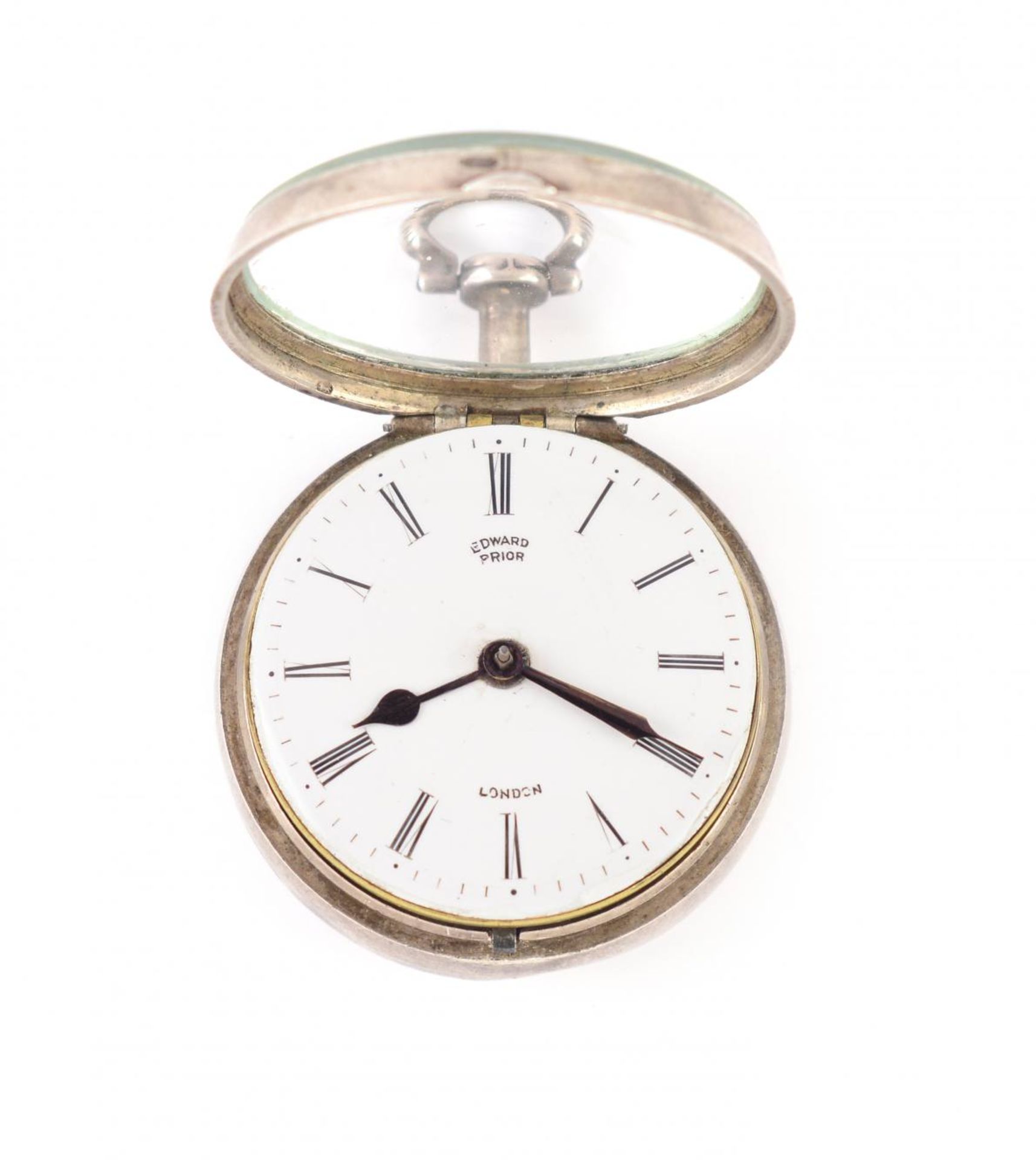 SILVER POCKET WATCH IN TWO OUTER CASES