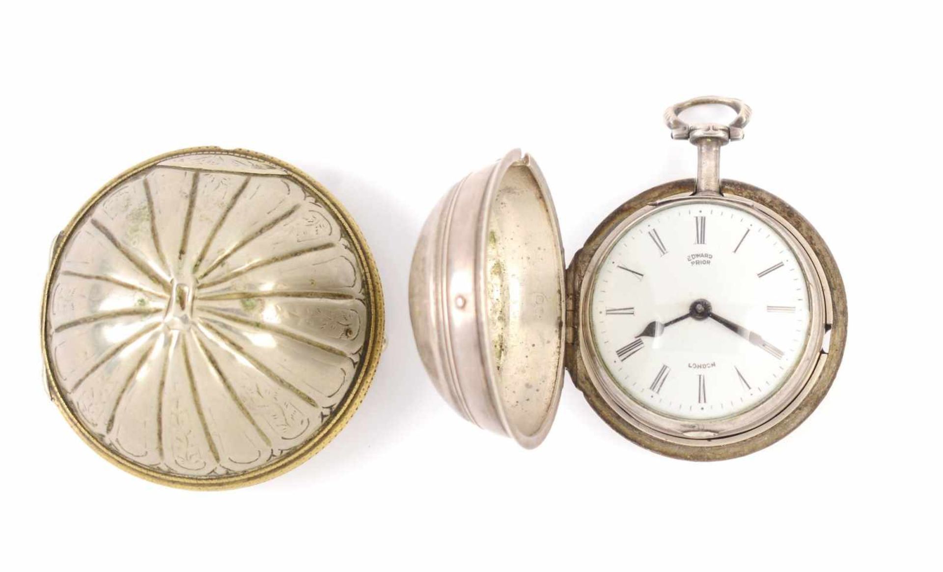 SILVER POCKET WATCH IN TWO OUTER CASES - Bild 8 aus 9