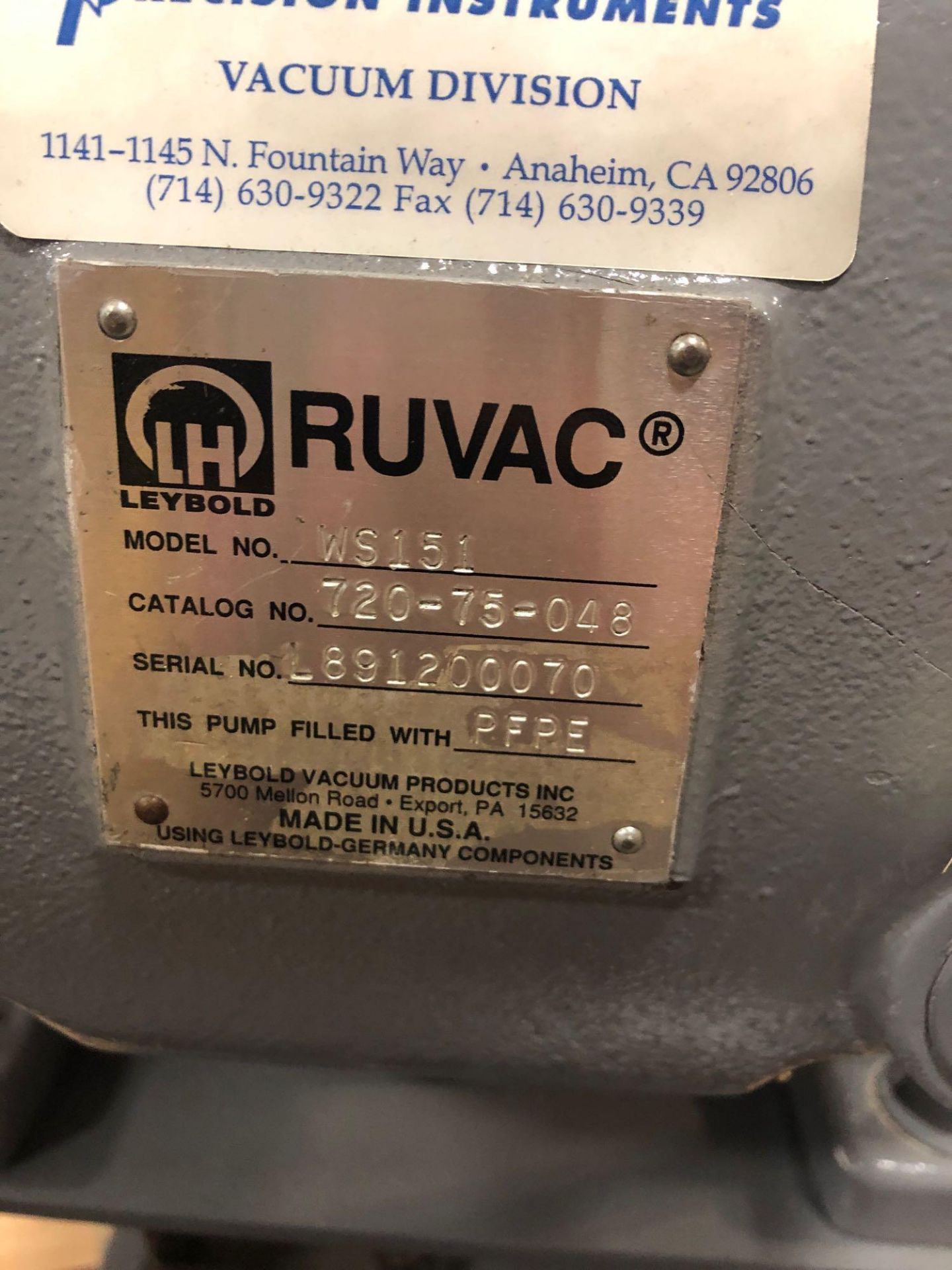 RUVAC PUMP WS151 - Bild 4 aus 6