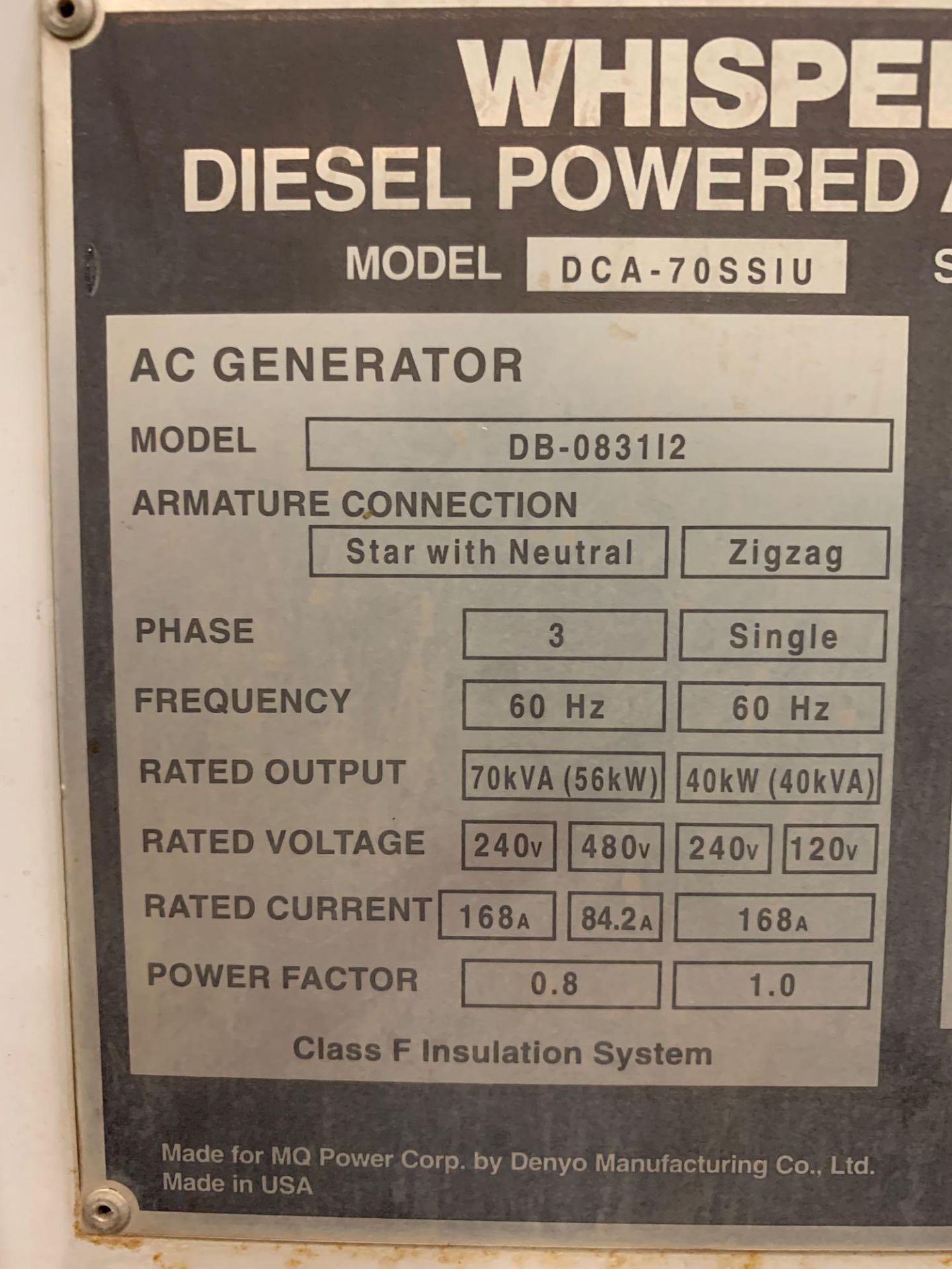 MQ POWER 70KVA WHISPERWATT DIESEL GENERATOR, - Image 6 of 6