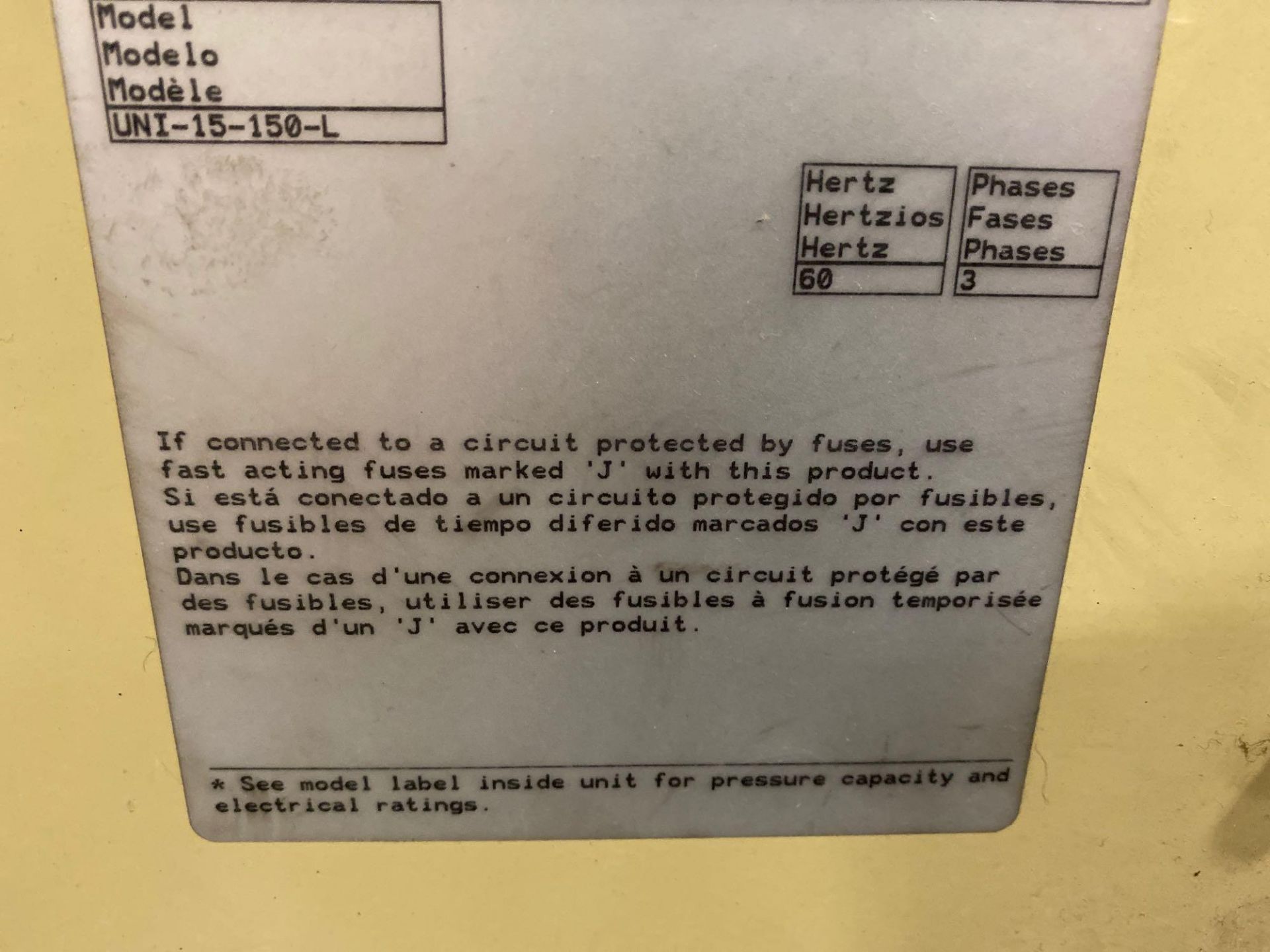 INGERSOLL RAND MDL UNI-15-150-L AIR COMPRESSOR SYSTEM, AIR DRYER, POLYSEP CONDENSATE SEPERATION SYST - Image 3 of 8