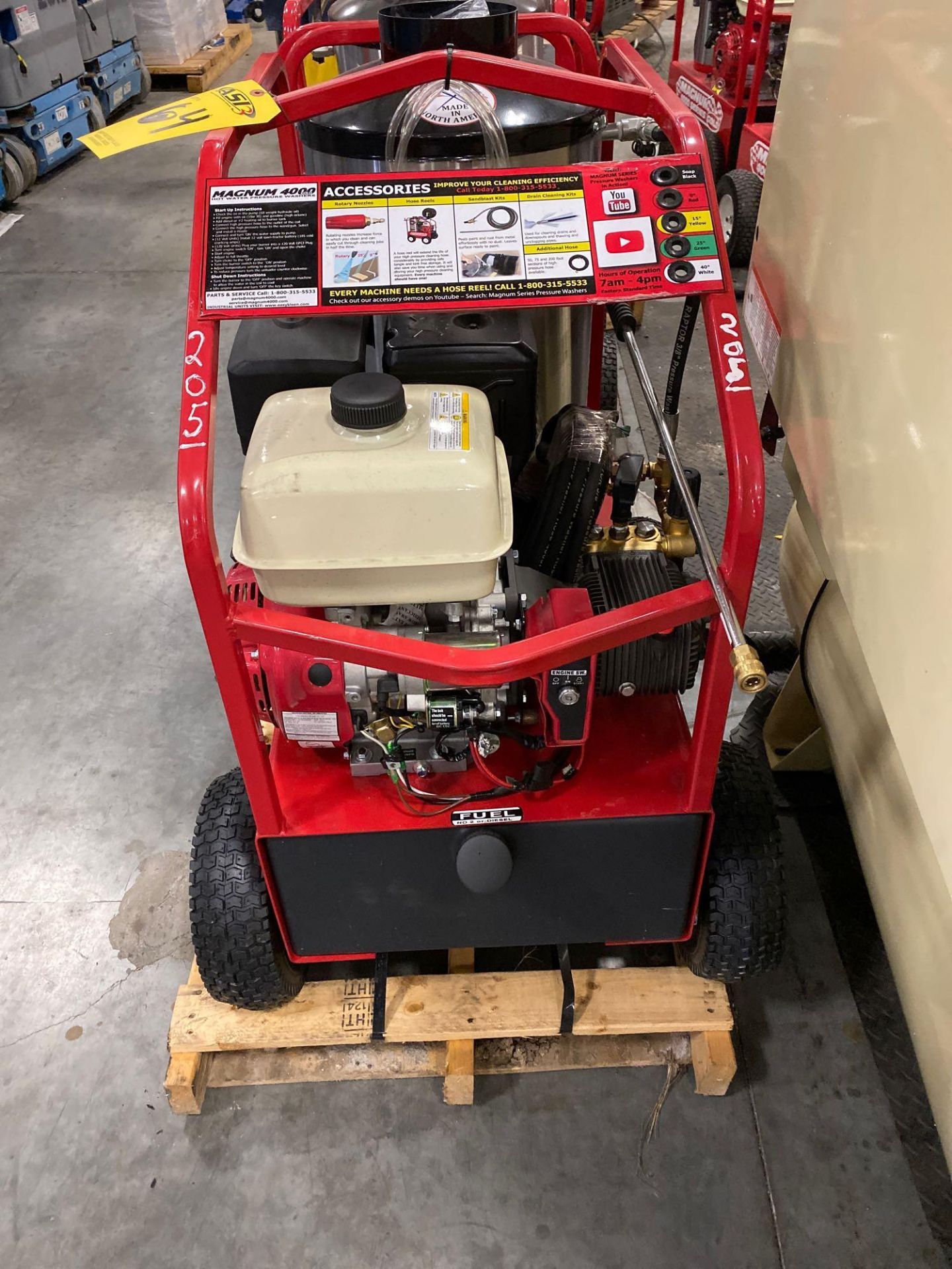NEW 2019 MAGNUM 4000 PSI HEATED PRESSURE WASHER, ELECTRIC START, GAS POWERED WITH DIESEL BURNER, HOS - Image 2 of 5