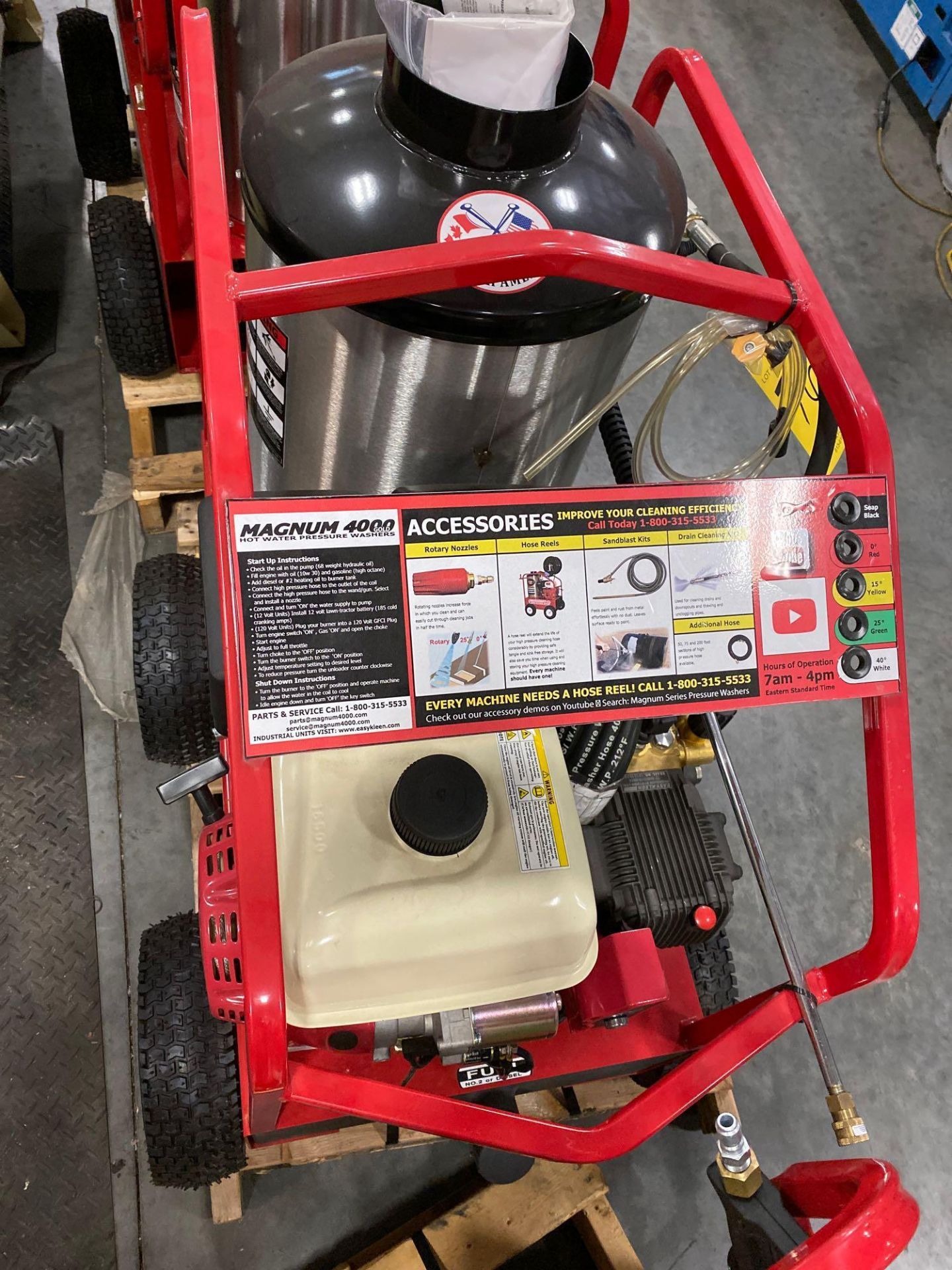 NEW 2019 MAGNUM 4000 PSI HEATED PRESSURE WASHER, ELECTRIC START, GAS POWERED WITH DIESEL BURNER, HOS - Image 4 of 5