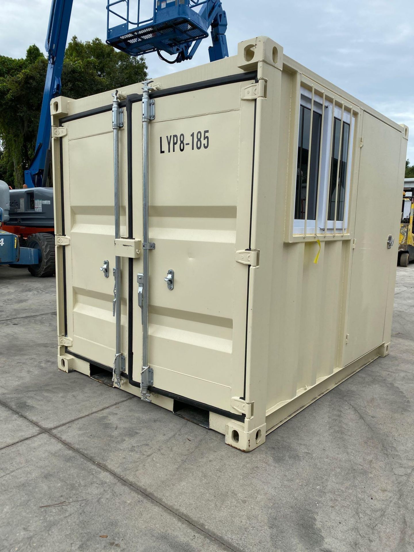 UNUSED STORAGE/OFFICE CONTAINER, REAR SWING DOORS, SIDE DOOR, FORKLIFT POCKETS