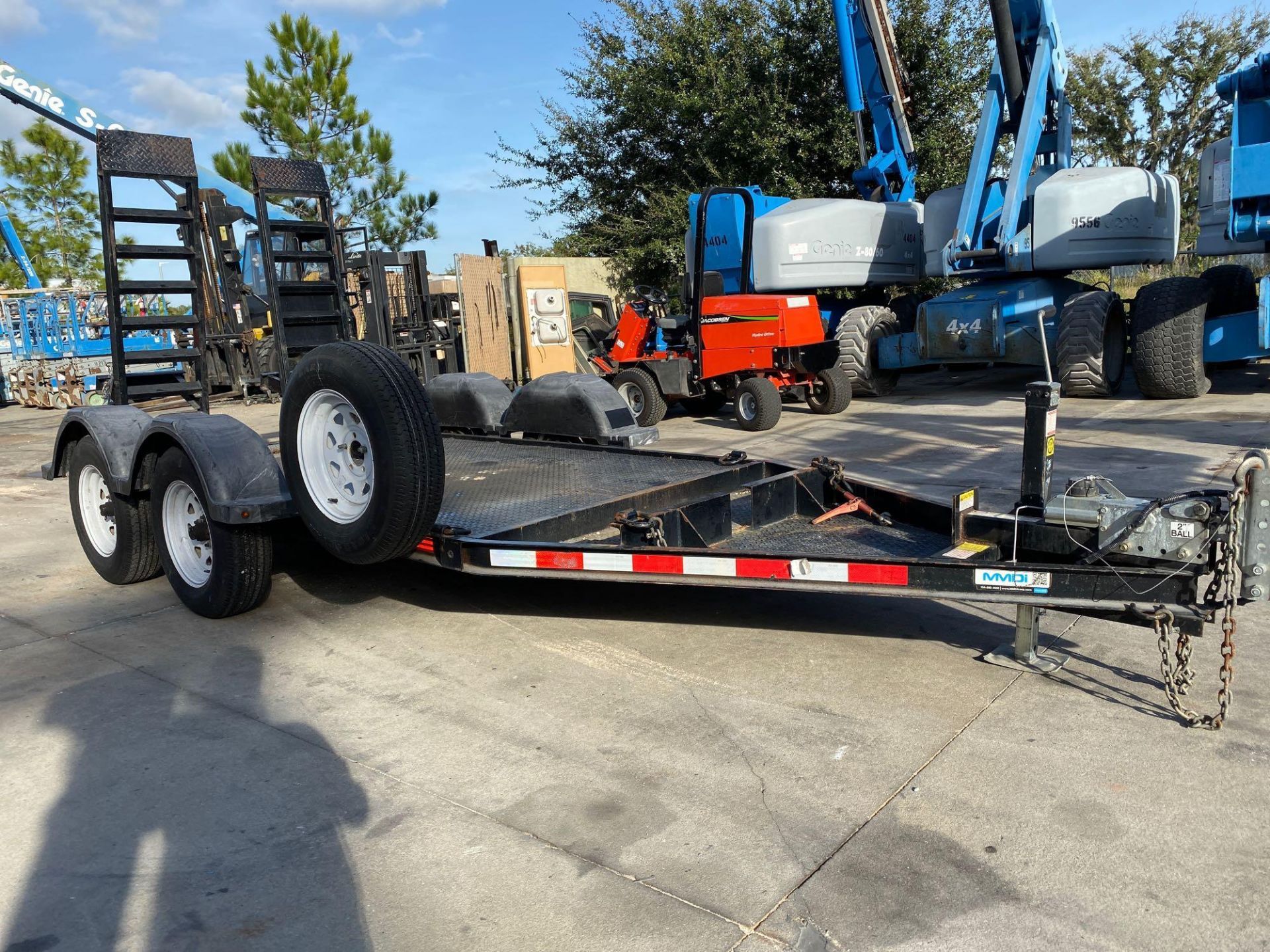 2015 DUAL AXLE TRAILER WITH RAMPS, STEEL DECK, SPARE TIRE, 6,990 GVWR - Image 2 of 6