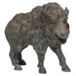 A bronze sculpture of a wild boar, after Moigniez J., H 85 - W 113 cm