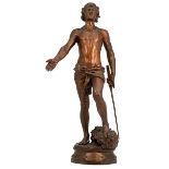 Gaudez A., David, patinated bronze, H 82 cm