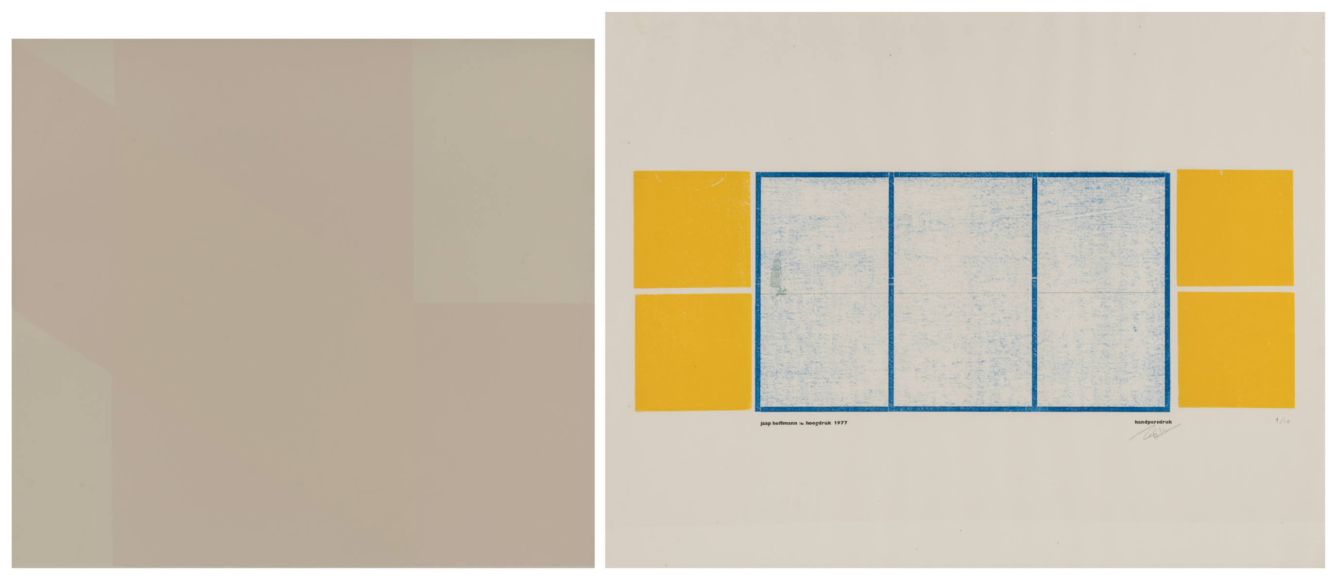 Swimberghe G., untitled, dated 1972, silk screen, 50/50, 44,5 x 49,5 cm; added Hoffmann J., untitled