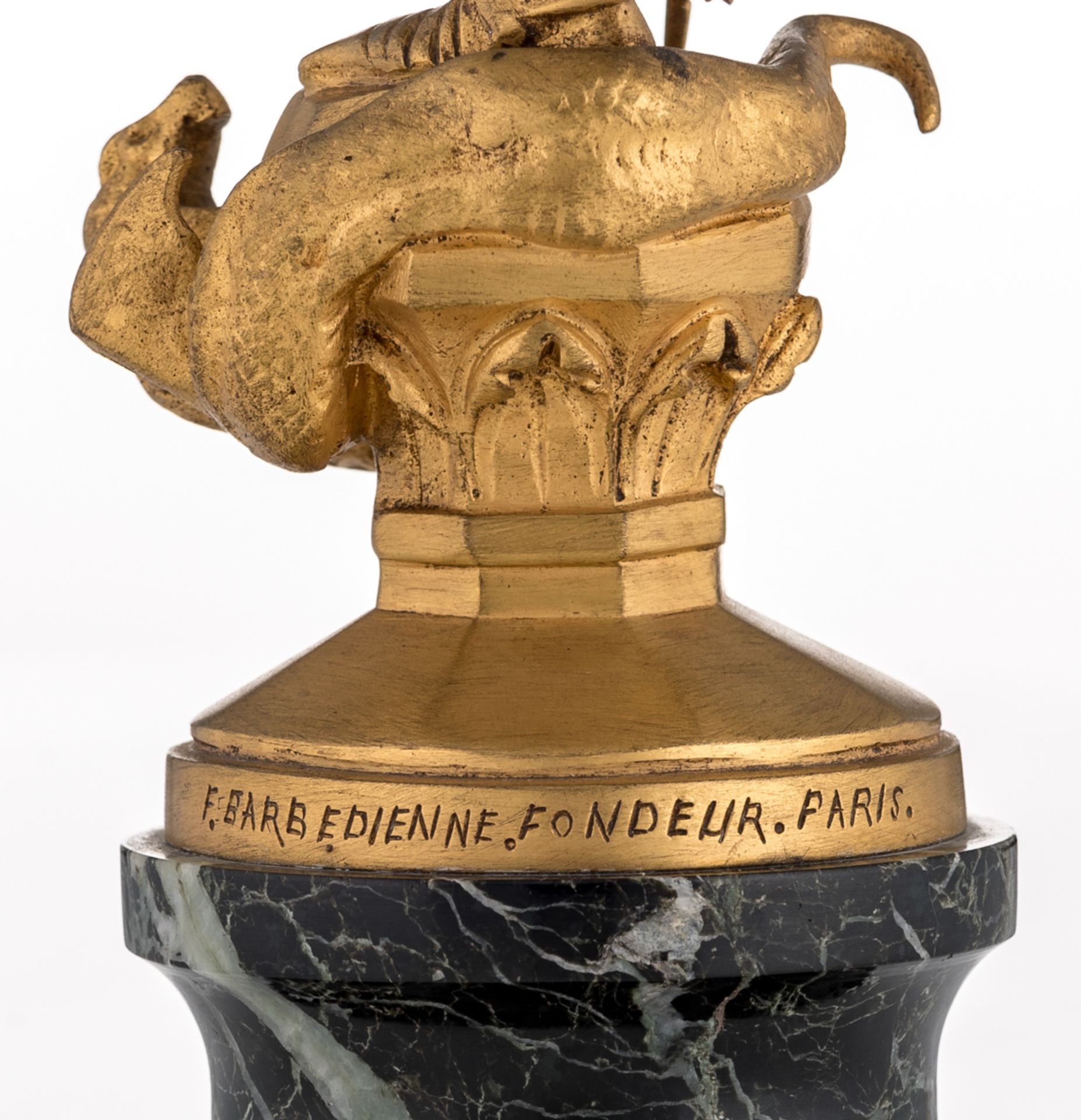 Freinet E. F., Saint George and the dragon, gilt bronze, cast by F. Barbédienne Fondeur - Paris, on - Bild 7 aus 8