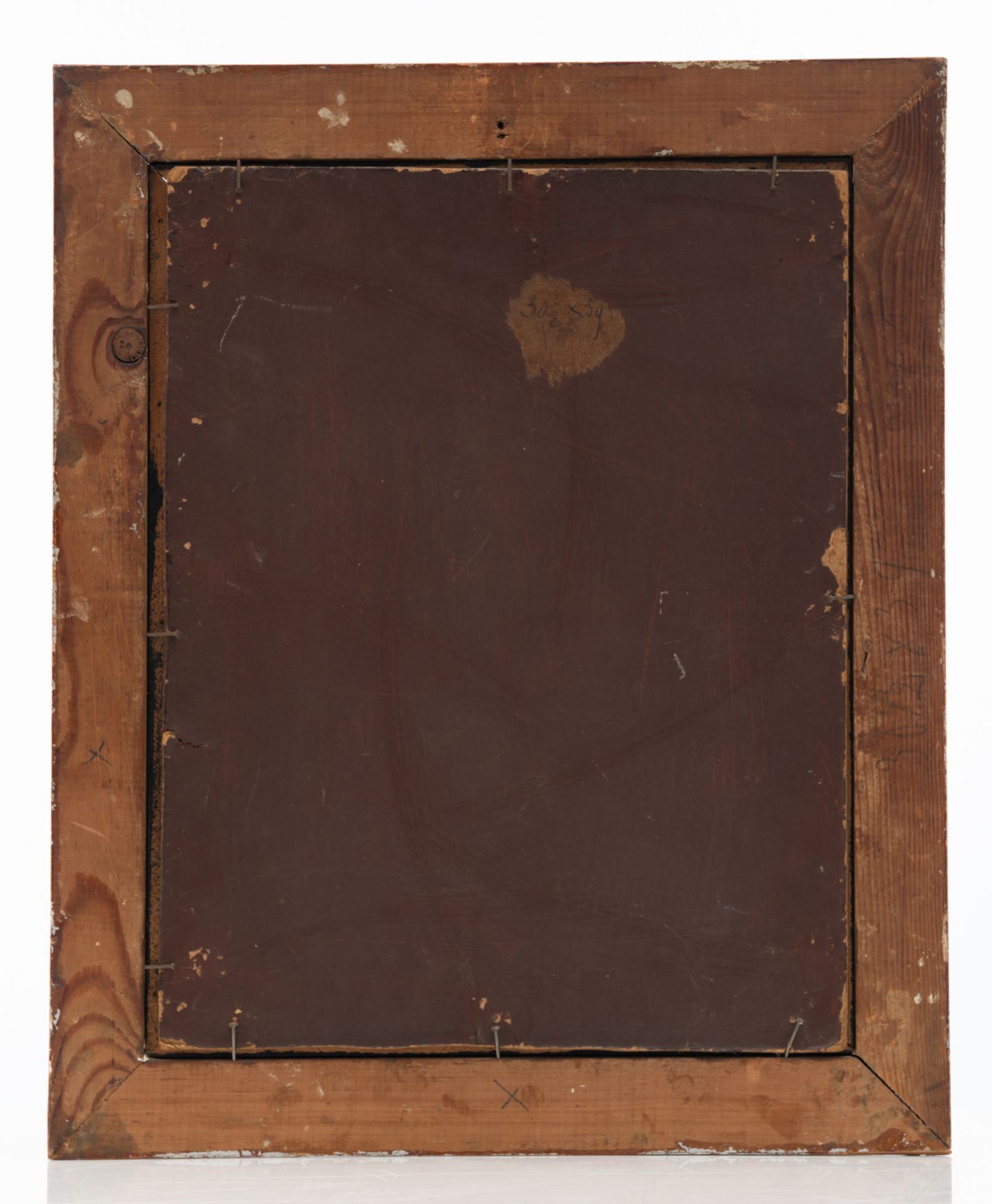 No visible signature (attributed to De Pratere Ed.), a horse, oil on board, 30 x 38,5 cm - Bild 3 aus 4