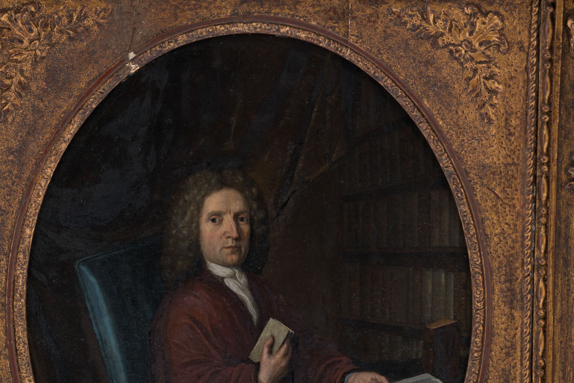 No visible signature, portrait of a bibliophile, 18thC, oil on copper, 31,5 x 38,5 cm - Bild 5 aus 5