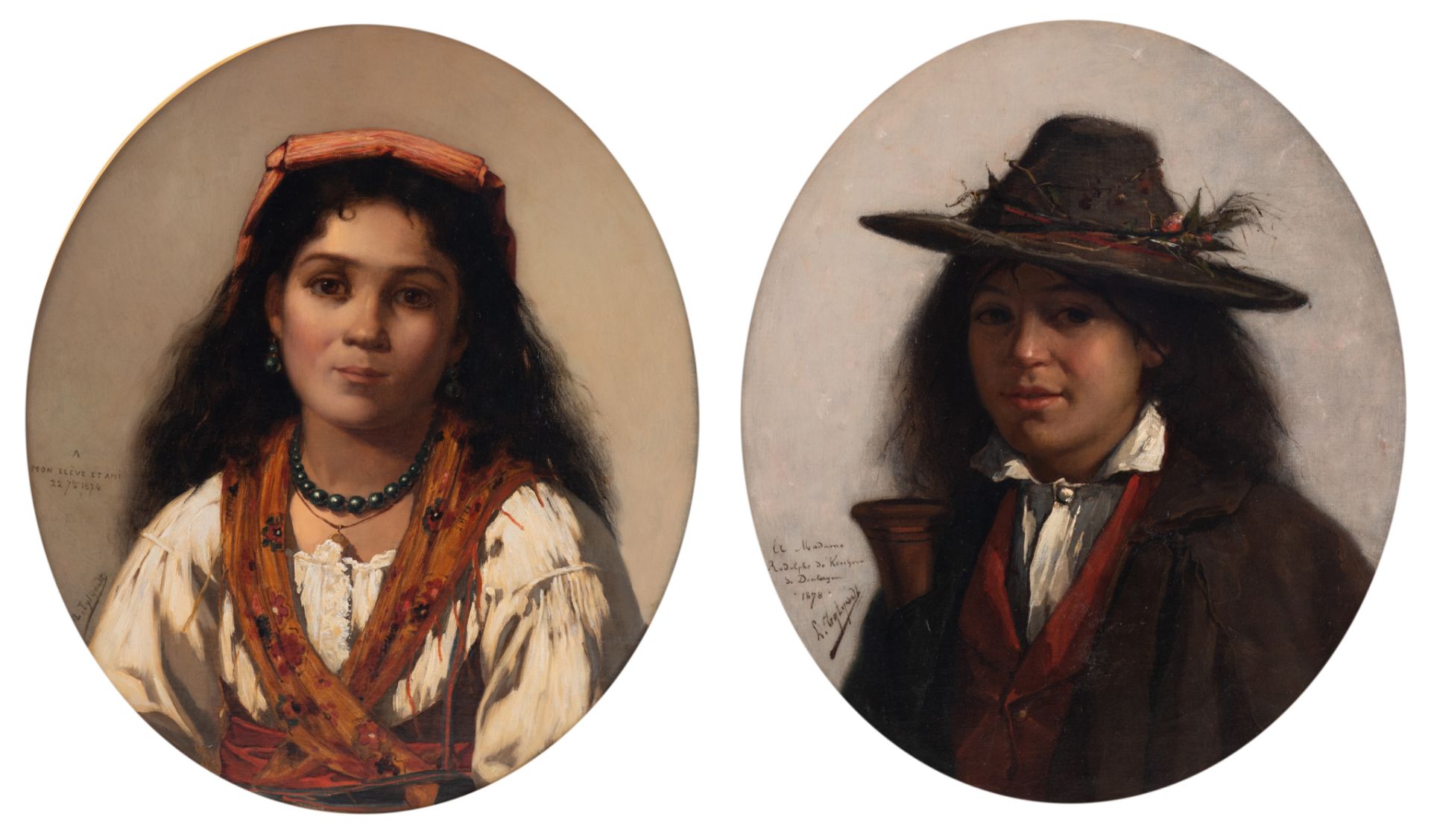 Tijtgat L., a double portrait depicting two gypsy children, both portraits dedicated to the artist's