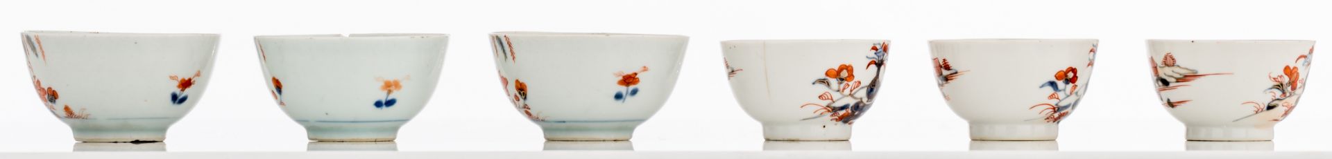 A lot of four sets of Chinese Imari porcelain cups and saucers, 18thC, H 3,5 - 7,9 - ø 11 - 13,8 cm - Bild 19 aus 33