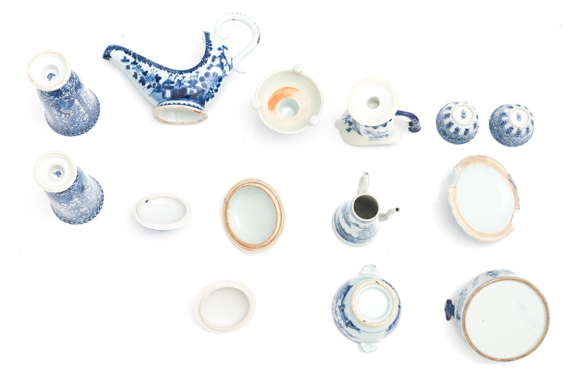 A lot of various Chinese blue and white table ware, 18th - 19thC, H 4 - 20,5 - ø 11 - 12,5 cm - Bild 27 aus 28