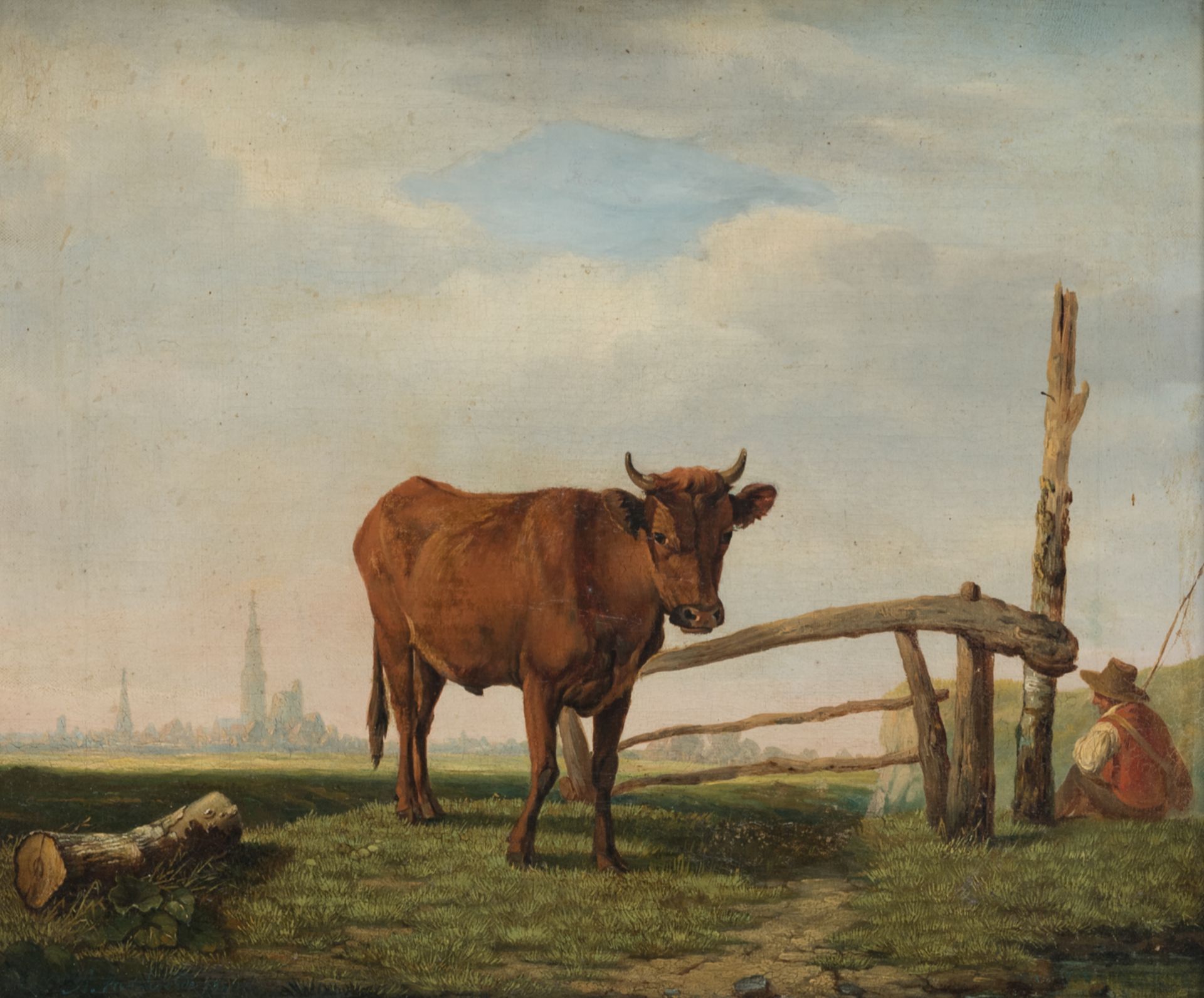 Van Hoorde A., 'De eenzame os', dated 1842, oil on canvas, 36,5 x 43,5 cm, ex gallery Campo - L 1712