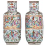 A pair of Chinese Canton vases, H 44 cm