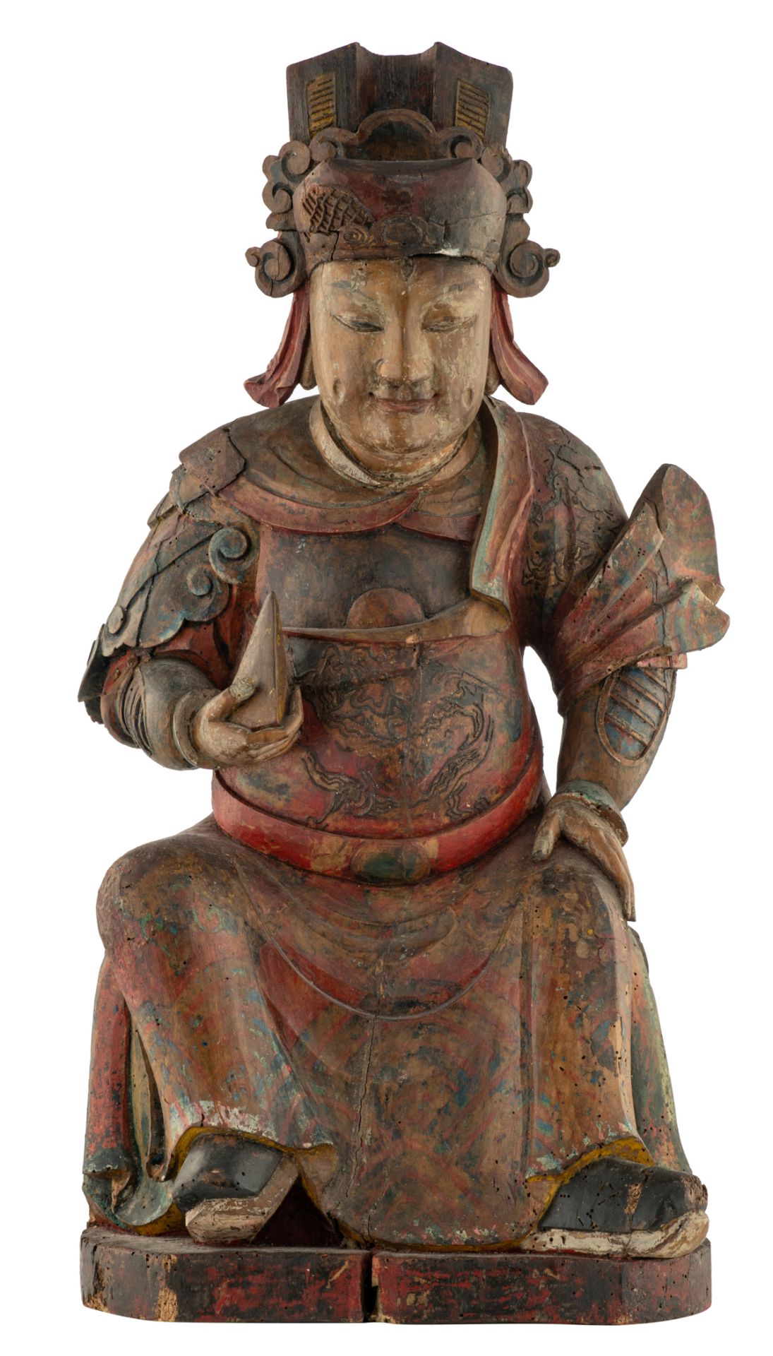 Wooden figure of the “Great Thearch and Divine agent of Five Manifestations”, Early 19thC, H 73 cm
