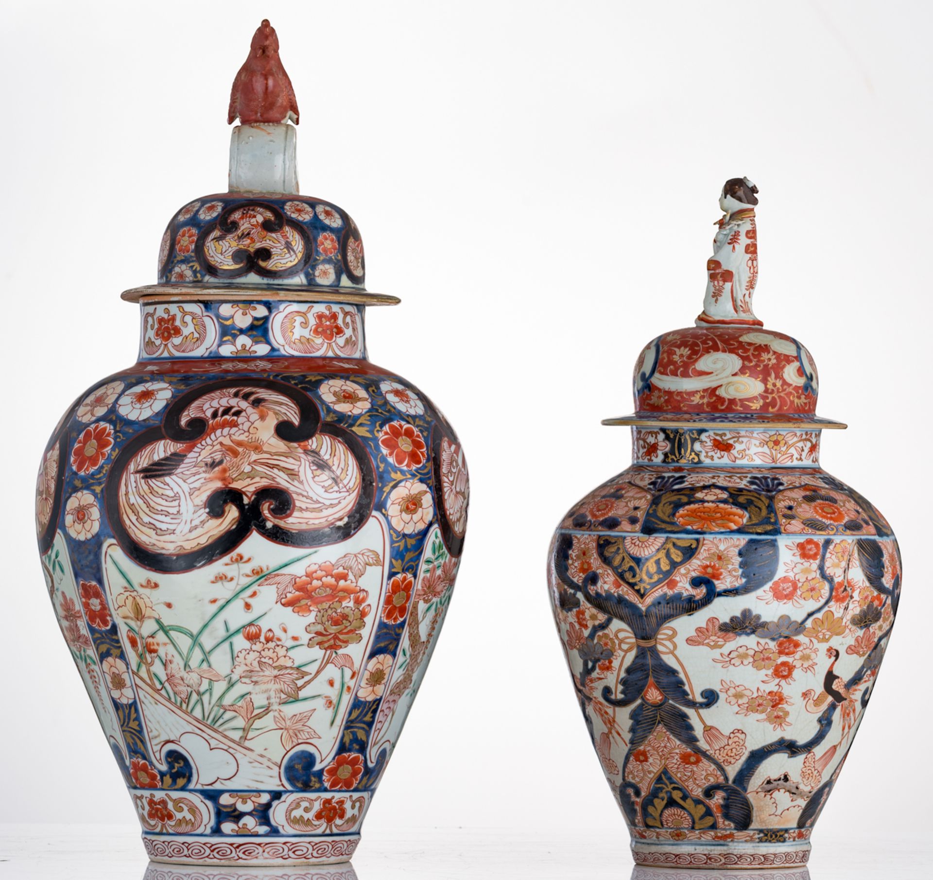 A Japanese Arita Imari covered jar, decorated with flower sprays and with panels, filled with wister - Image 2 of 6