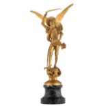 Freinet E. F., Saint George and the dragon, gilt bronze, cast by F. Barbédienne Fondeur - Paris, on