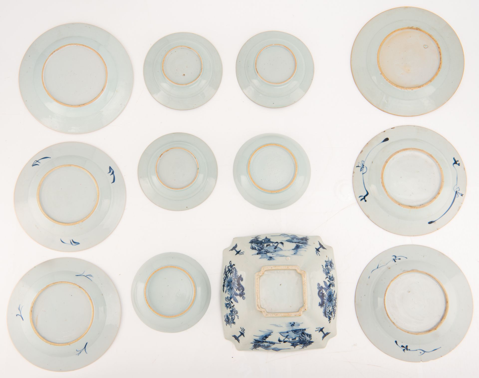 Two Chinese blue and white floral decorated bowls and a lot of various ditto dishes, some Kangxi and - Image 5 of 15