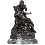 Clodion, a bacchanal scene, patinated bronze on a vert de mer marble base, H 48,5 (without base) - 5