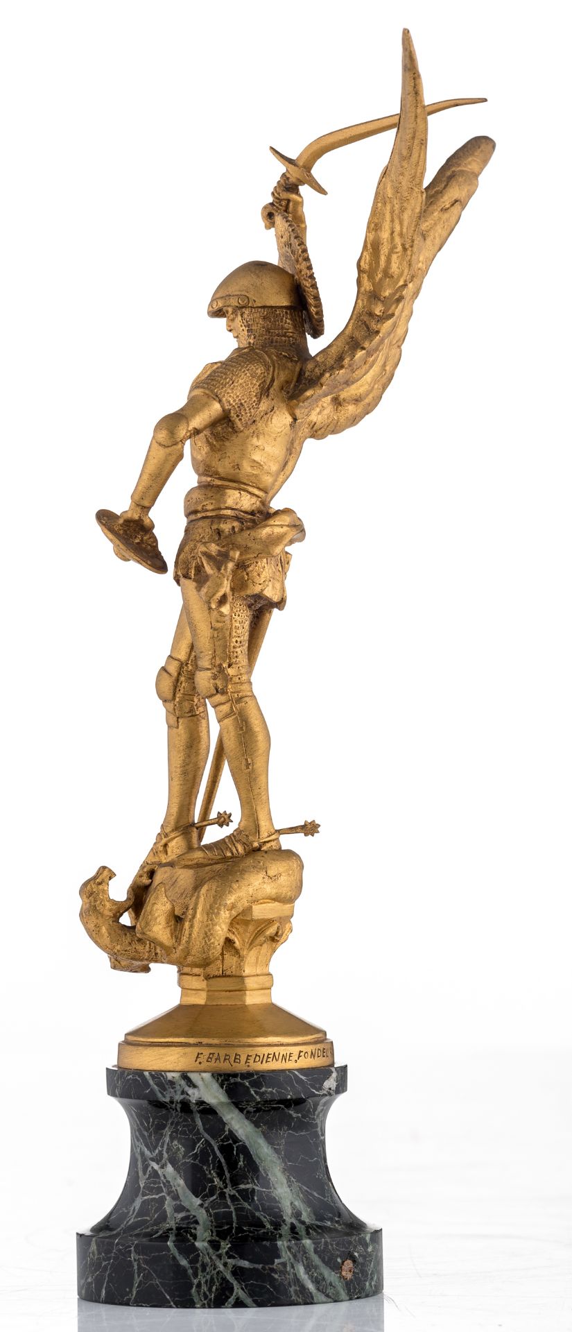 Freinet E. F., Saint George and the dragon, gilt bronze, cast by F. Barbédienne Fondeur - Paris, on - Bild 2 aus 8