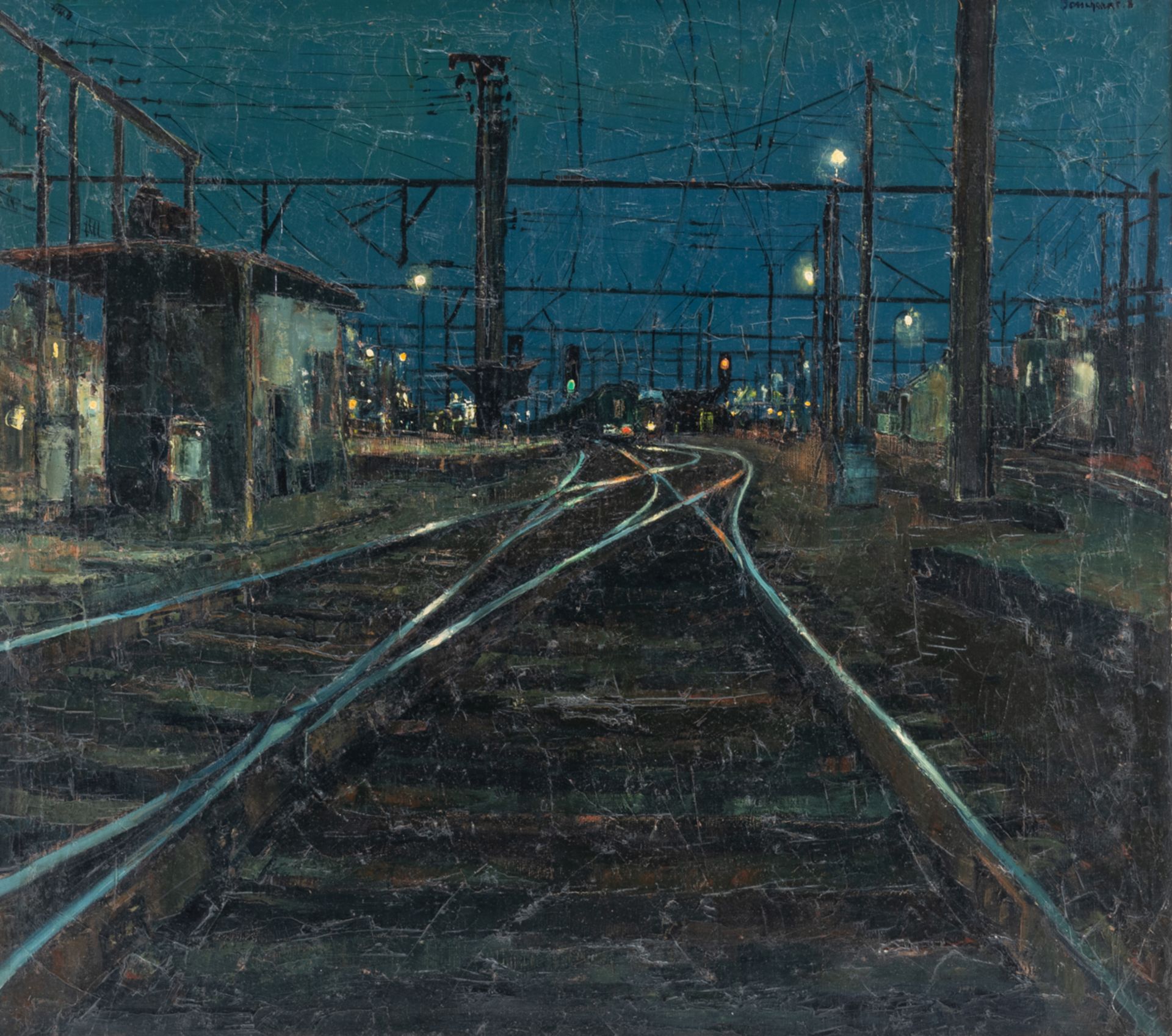 Bosschaert B., view of Bettendorf railway station - Luxemburg, oil on canvas, 80,5 x 90 cm Is possib