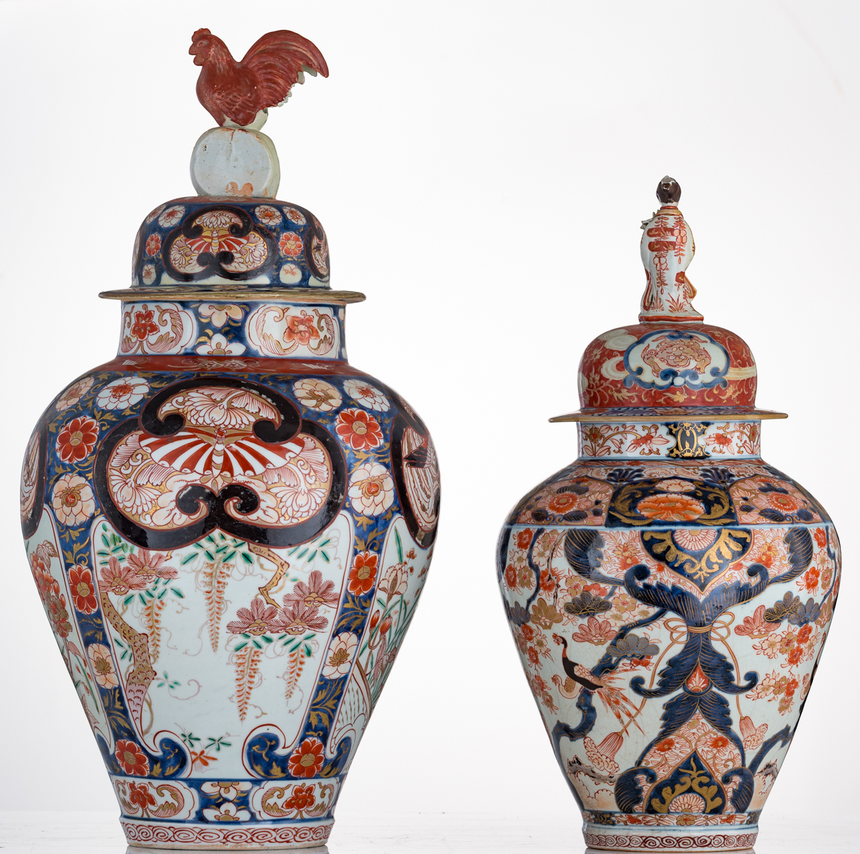 A Japanese Arita Imari covered jar, decorated with flower sprays and with panels, filled with wister - Image 3 of 6